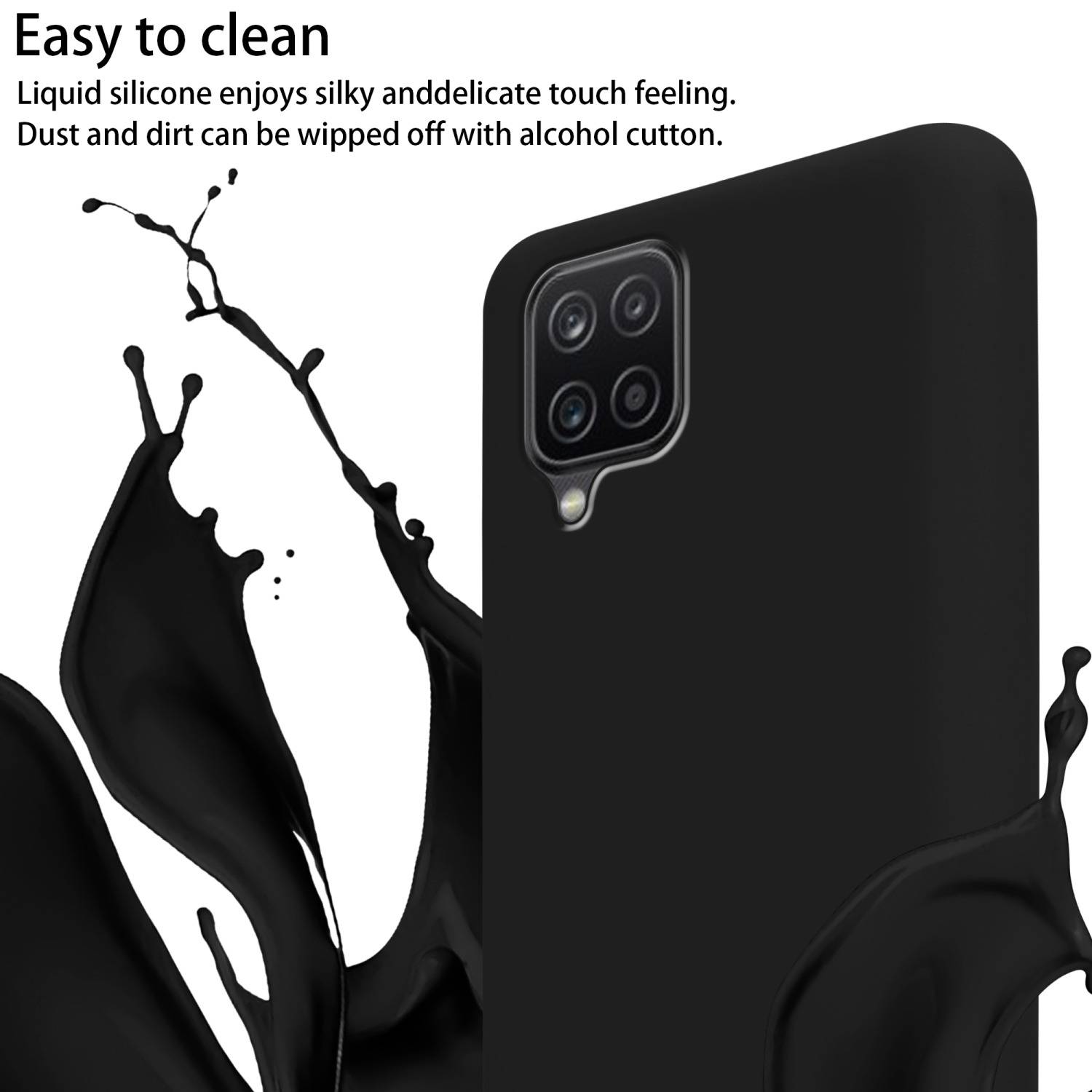 Cadorabo Schutzhülle für Samsung Galaxy A12 / M12 Hülle in Schwarz Handykette Etui längenverstellbar Kordel Band