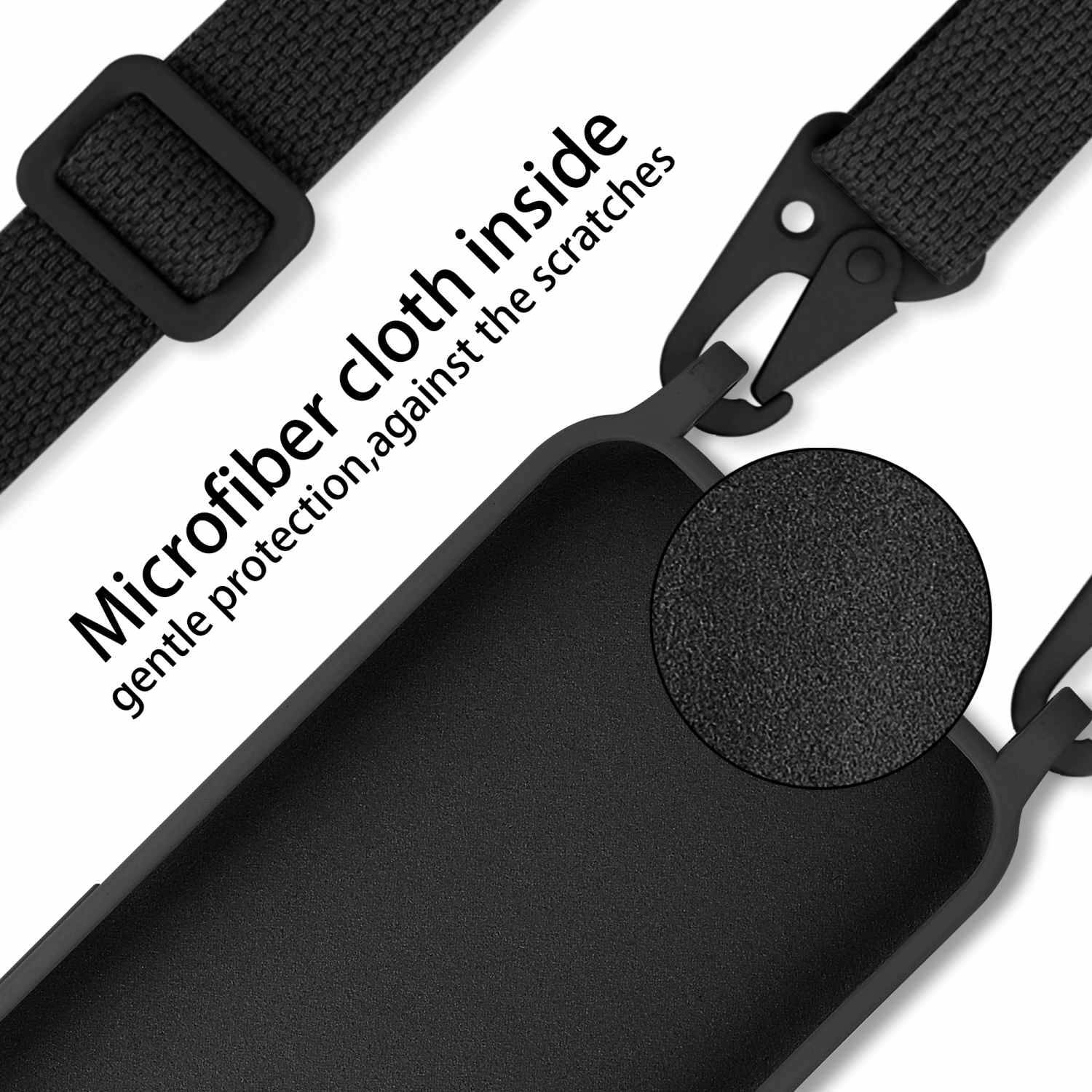 Cadorabo Schutzhülle für Samsung Galaxy A12 / M12 Hülle in Schwarz Handykette Etui längenverstellbar Kordel Band