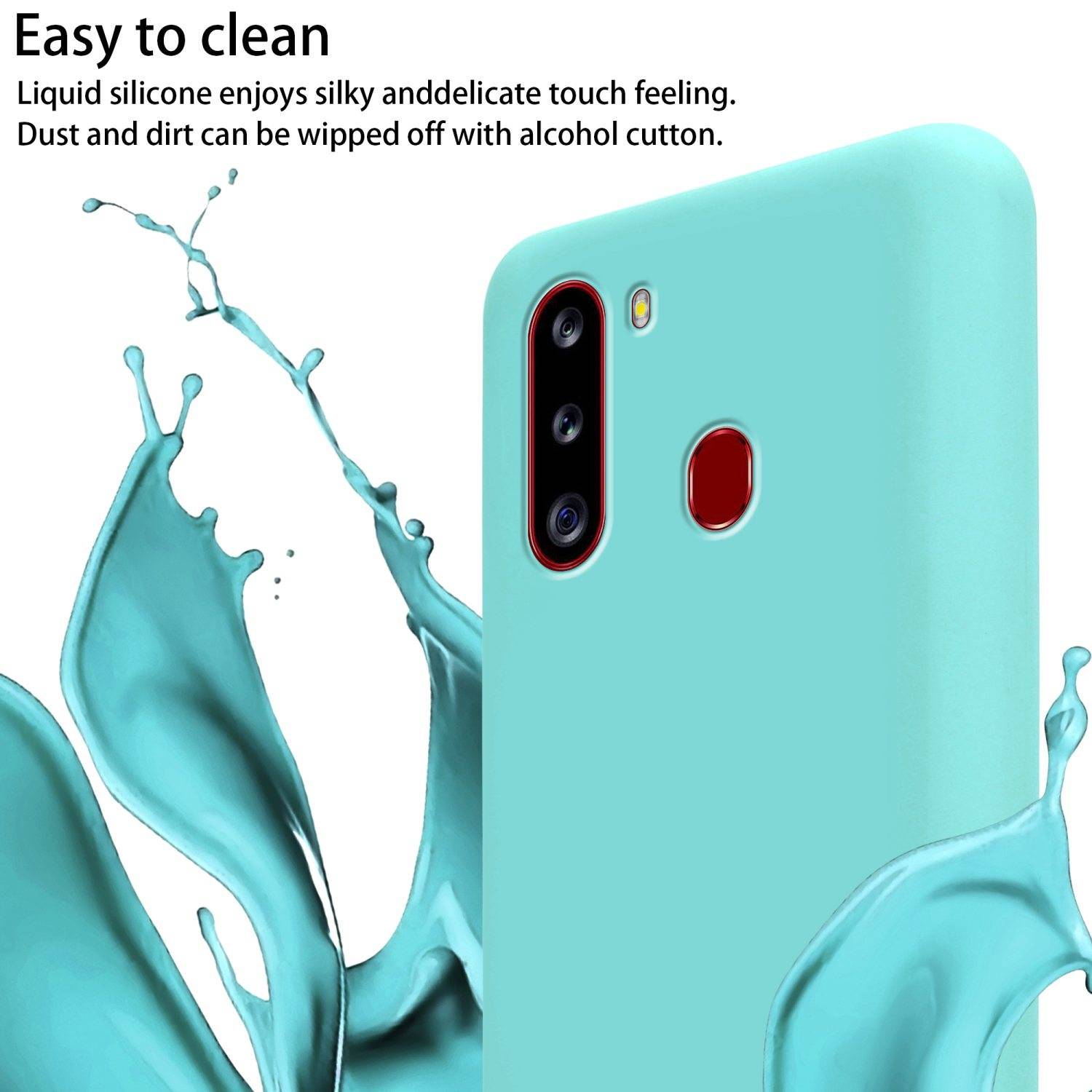 Cadorabo Schutzhülle für Samsung Galaxy A21 Hülle in Türkis Handykette Etui längenverstellbar Kordel Band