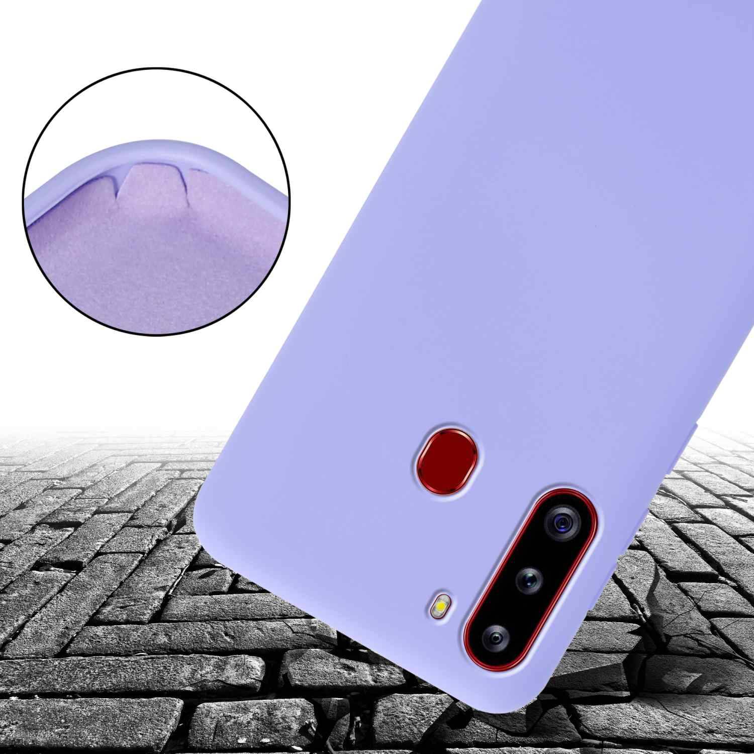Cadorabo Schutzhülle für Samsung Galaxy A21 Hülle in Lila Handykette Etui längenverstellbar Kordel Band