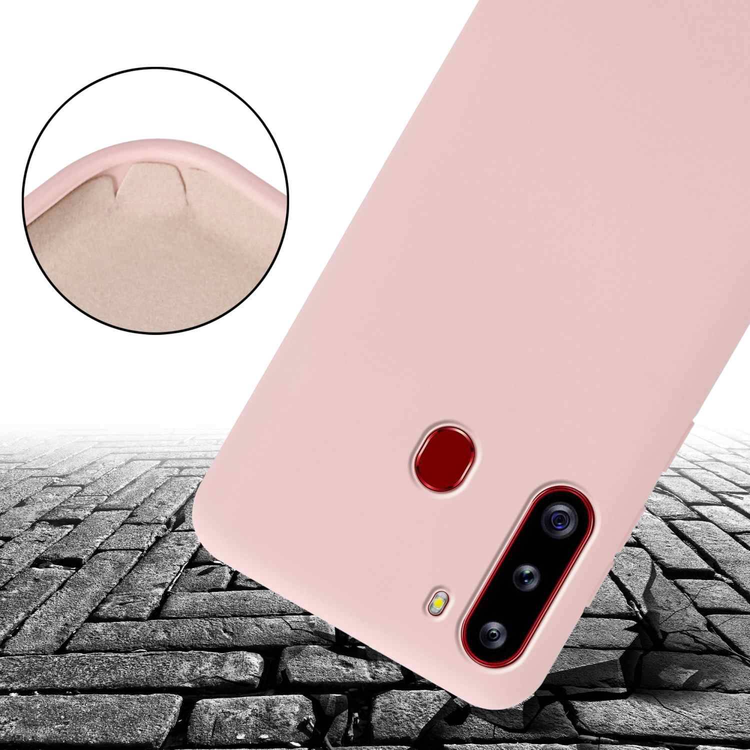 Cadorabo Schutzhülle für Samsung Galaxy A21 Hülle in Rosa Handykette Etui längenverstellbar Kordel Band