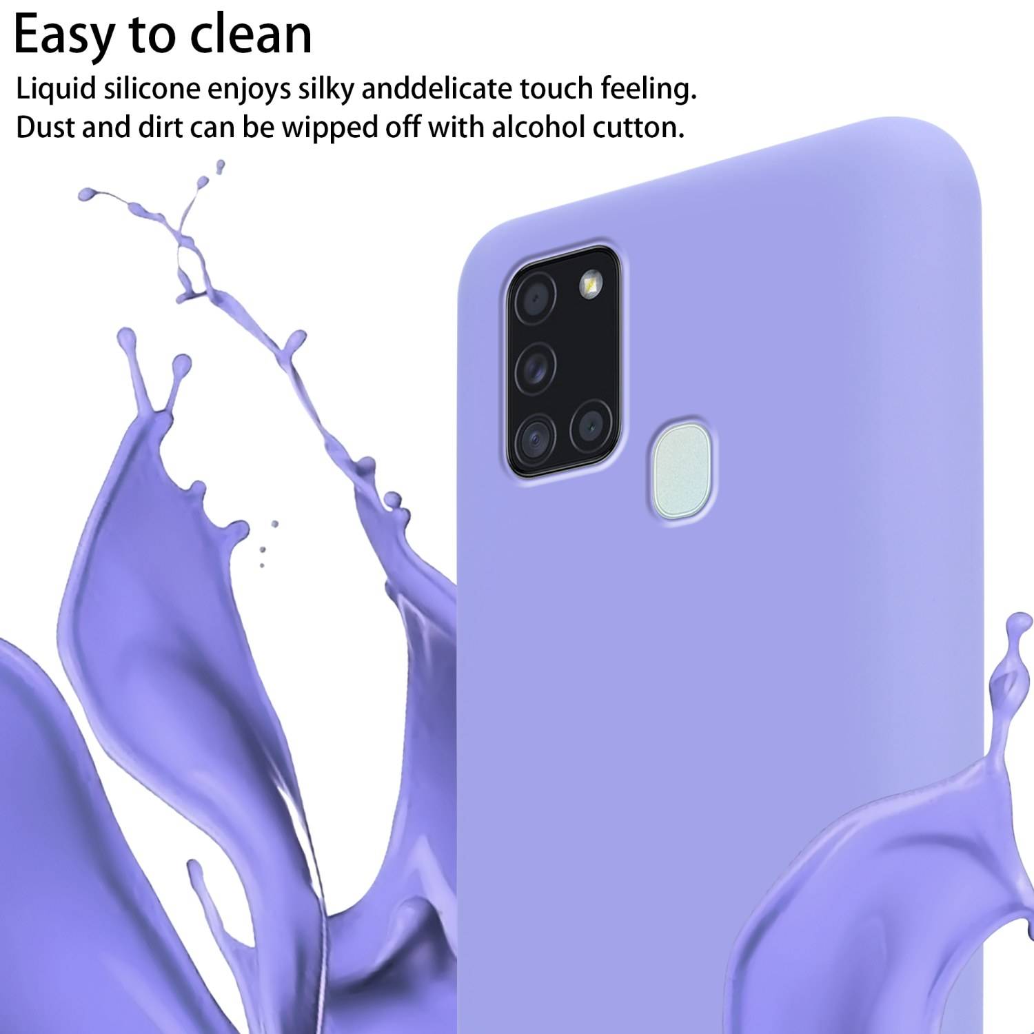 Cadorabo Schutzhülle für Samsung Galaxy A21s Hülle in Lila Handykette Etui längenverstellbar Kordel Band