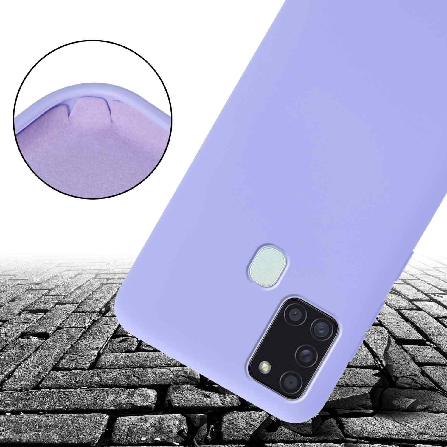 Cadorabo Schutzhülle für Samsung Galaxy A21s Hülle in Lila Handykette Etui längenverstellbar Kordel Band