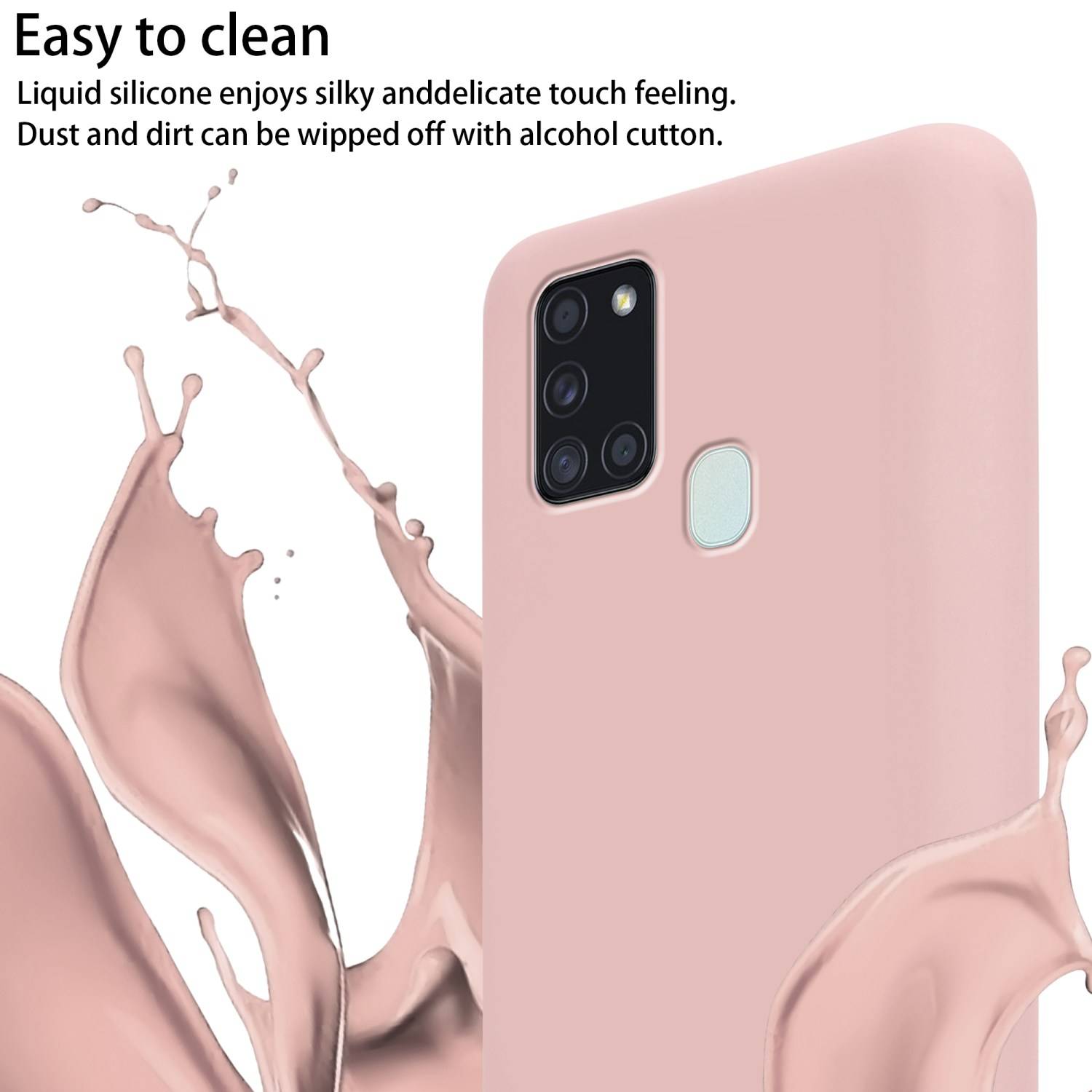 Cadorabo Schutzhülle für Samsung Galaxy A21s Hülle in Rosa Handykette Etui längenverstellbar Kordel Band