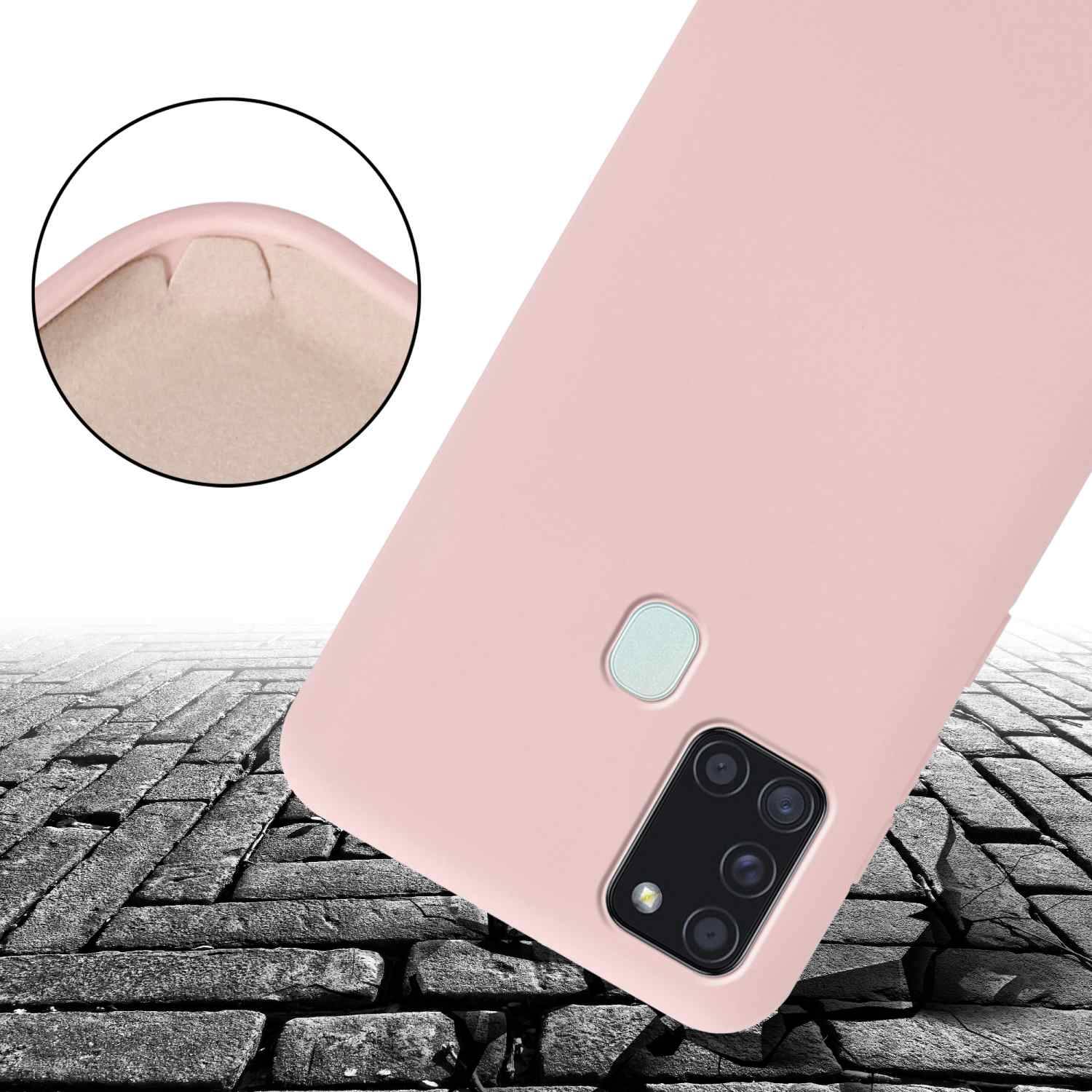 Cadorabo Schutzhülle für Samsung Galaxy A21s Hülle in Rosa Handykette Etui längenverstellbar Kordel Band