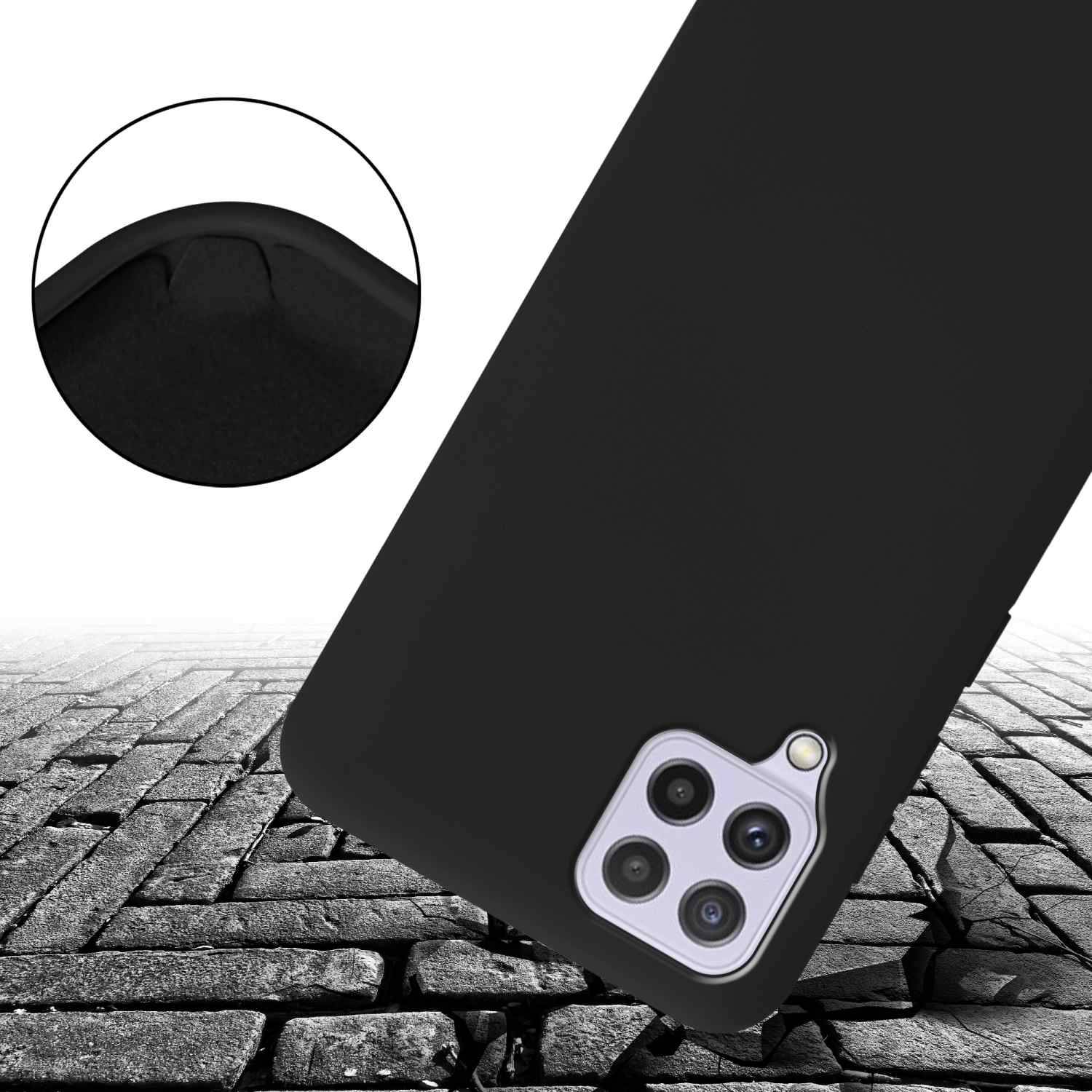 Cadorabo Schutzhülle für Samsung Galaxy A22 4G / M22 / M32 4G Hülle in Schwarz Handykette Etui längenverstellbar Kordel