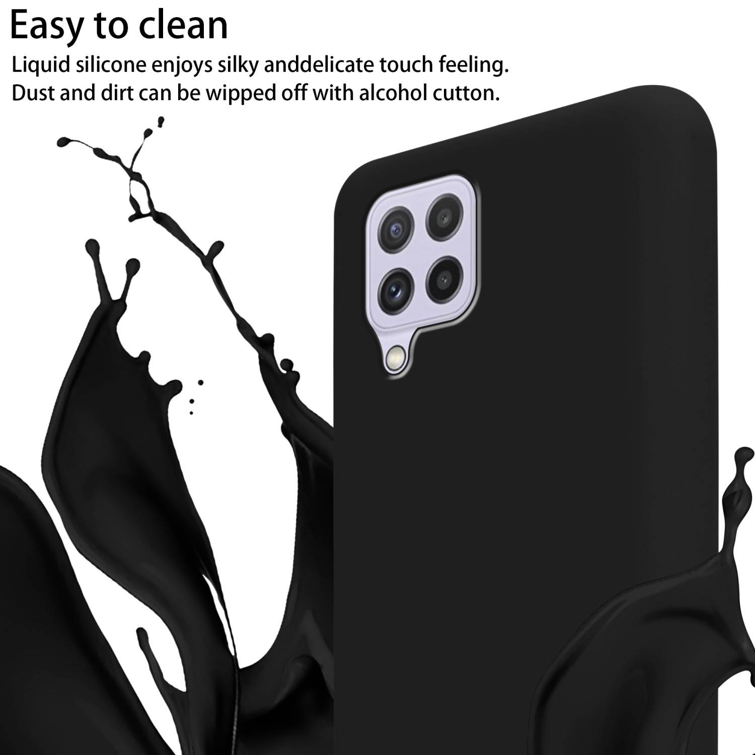 Cadorabo Schutzhülle für Samsung Galaxy A22 4G / M22 / M32 4G Hülle in Schwarz Handykette Etui längenverstellbar Kordel