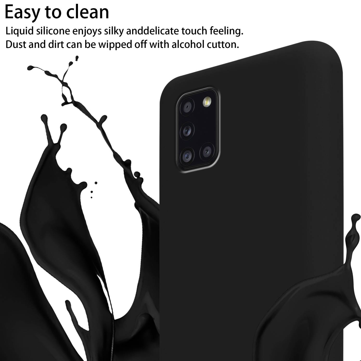 Cadorabo Schutzhülle für Samsung Galaxy A31 Hülle in Schwarz Handykette Etui längenverstellbar Kordel Band