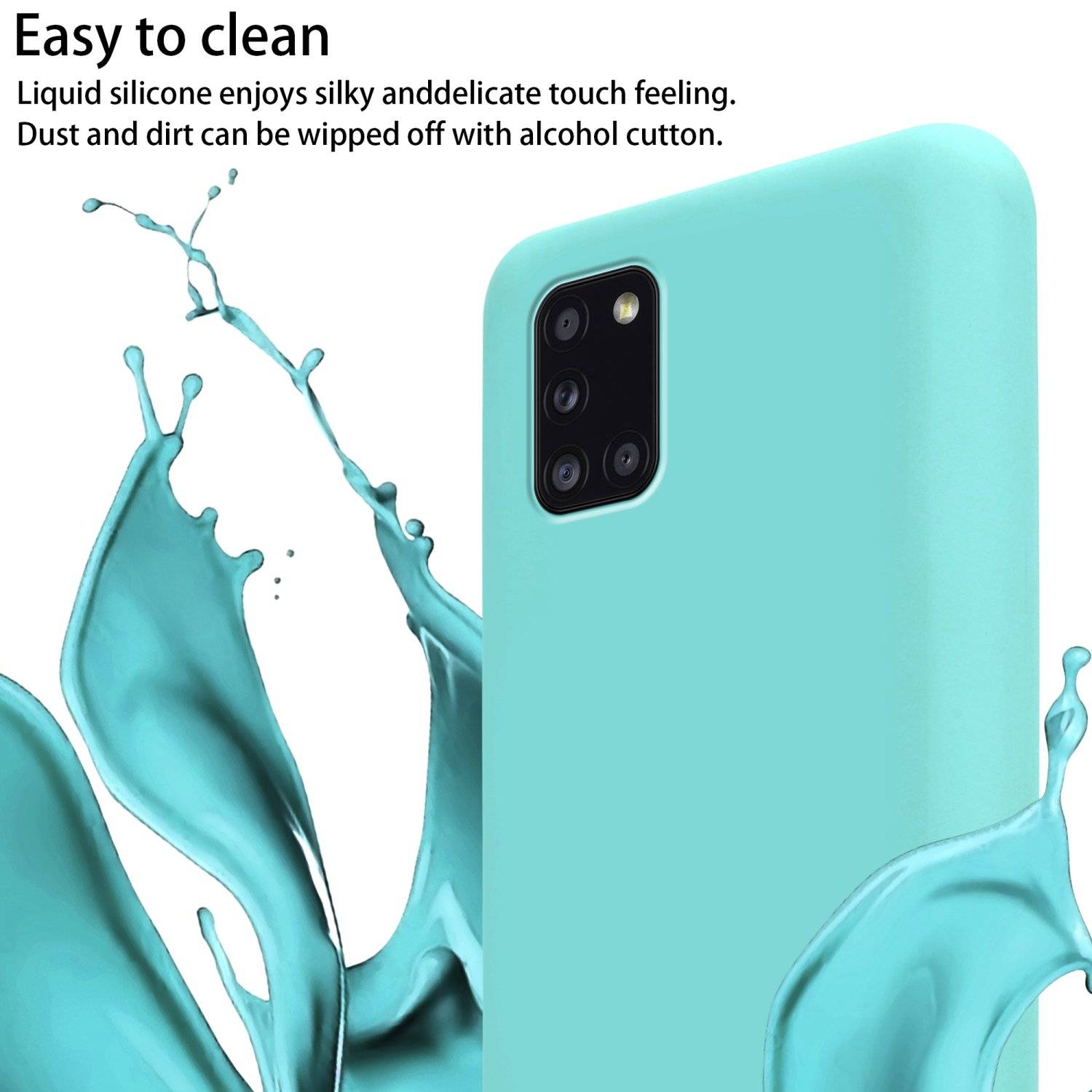 Cadorabo Schutzhülle für Samsung Galaxy A31 Hülle in Türkis Handykette Etui längenverstellbar Kordel Band