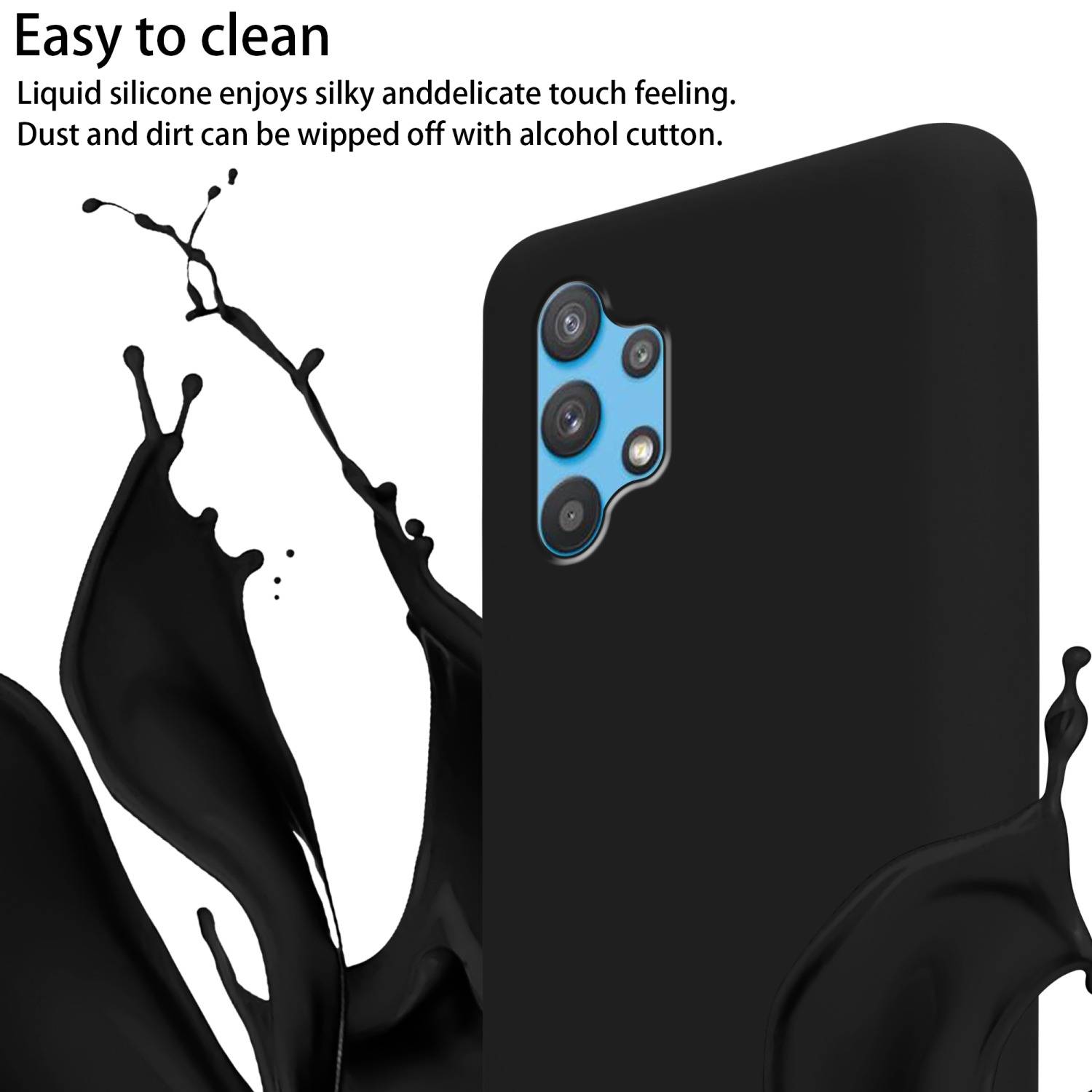 Cadorabo Schutzhülle für Samsung Galaxy A32 4G Hülle in Schwarz Handykette Etui längenverstellbar Kordel Band