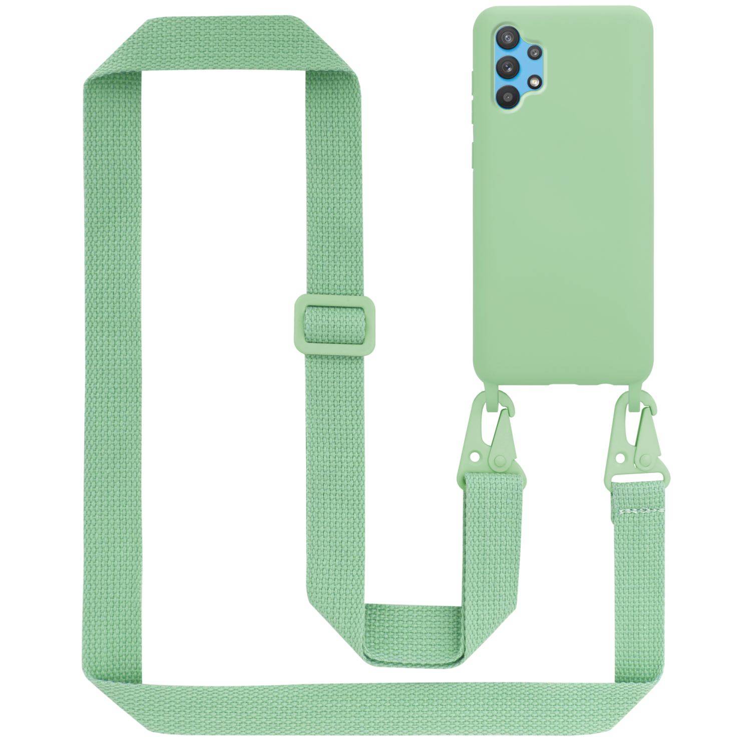 Cadorabo Schutzhülle für Samsung Galaxy A32 4G Hülle in Grün Handykette Etui längenverstellbar Kordel Band