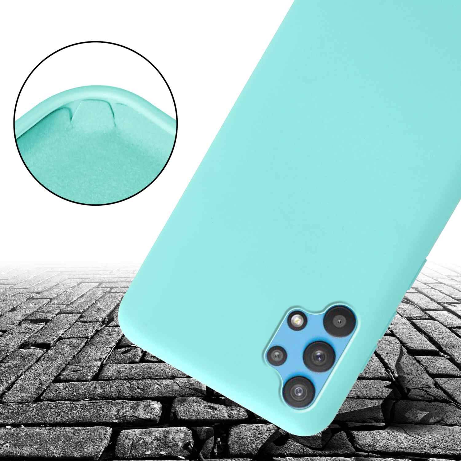 Cadorabo Schutzhülle für Samsung Galaxy A32 5G Hülle in Türkis Handykette Etui längenverstellbar Kordel Band