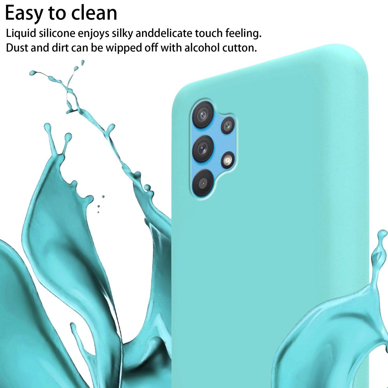 Cadorabo Schutzhülle für Samsung Galaxy A32 5G Hülle in Türkis Handykette Etui längenverstellbar Kordel Band