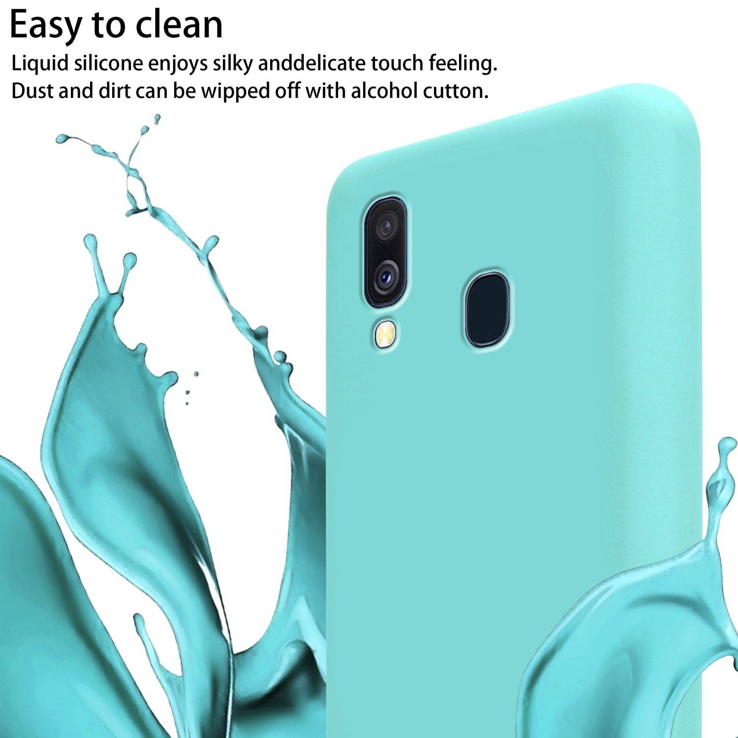 Cadorabo Schutzhülle für Samsung Galaxy A40 Hülle in Türkis Handykette Etui längenverstellbar Kordel Band