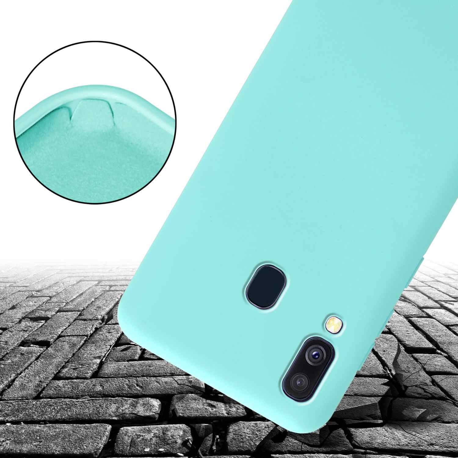 Cadorabo Schutzhülle für Samsung Galaxy A40 Hülle in Türkis Handykette Etui längenverstellbar Kordel Band
