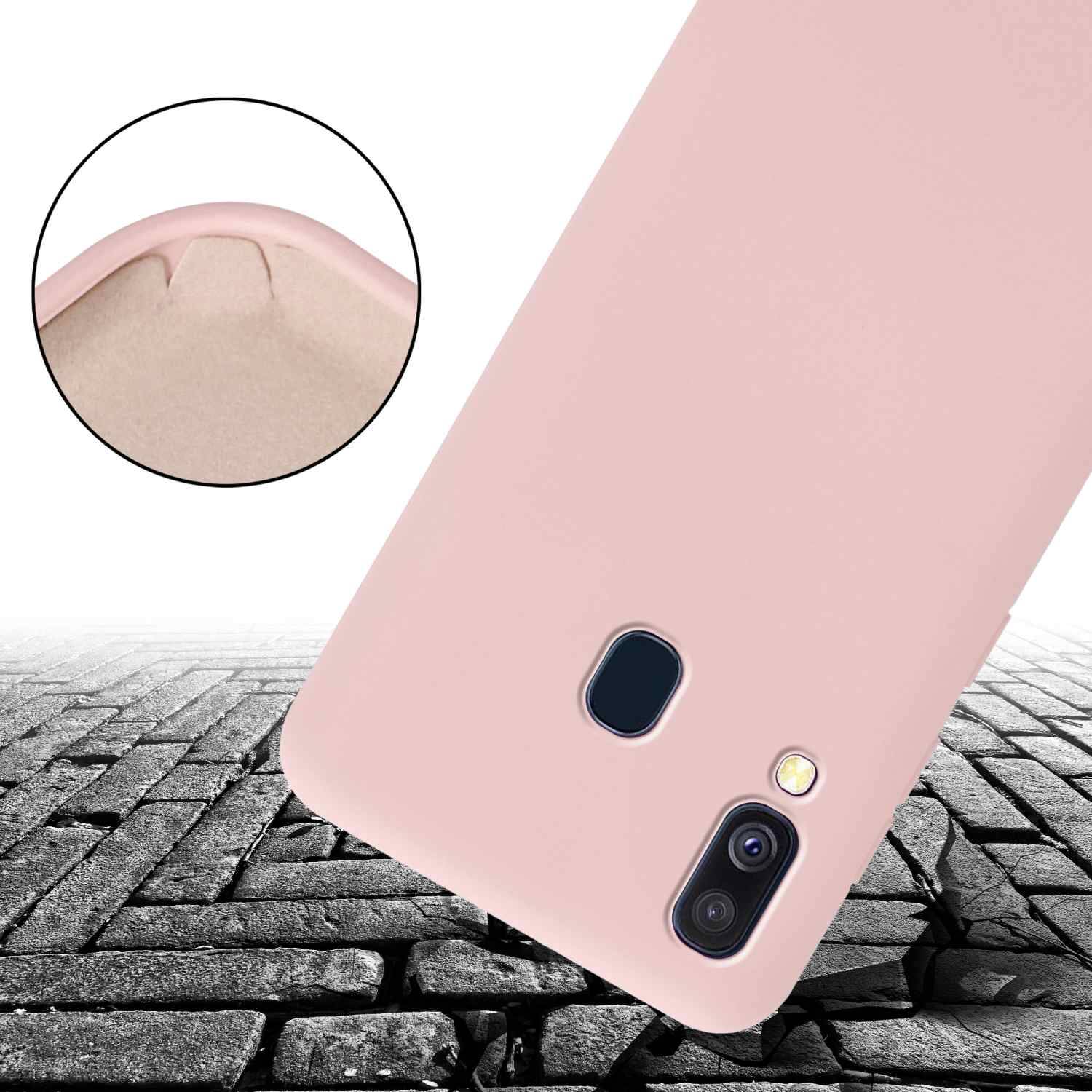 Cadorabo Schutzhülle für Samsung Galaxy A40 Hülle in Rosa Handykette Etui längenverstellbar Kordel Band