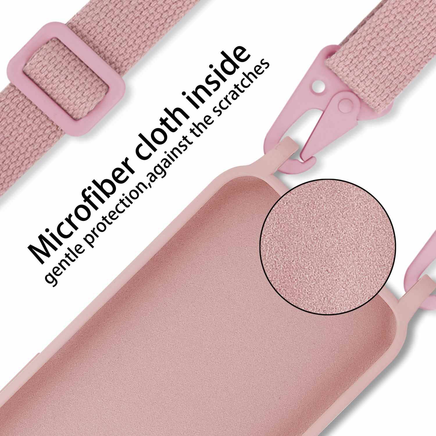 Cadorabo Schutzhülle für Samsung Galaxy A40 Hülle in Rosa Handykette Etui längenverstellbar Kordel Band