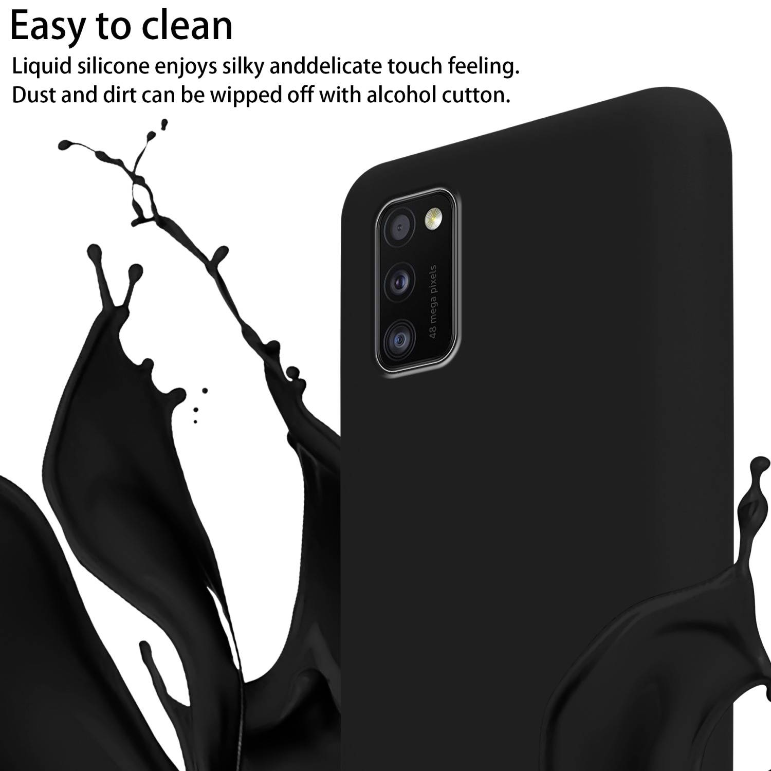 Cadorabo Schutzhülle für Samsung Galaxy A41 Hülle in Schwarz Handykette Etui längenverstellbar Kordel Band