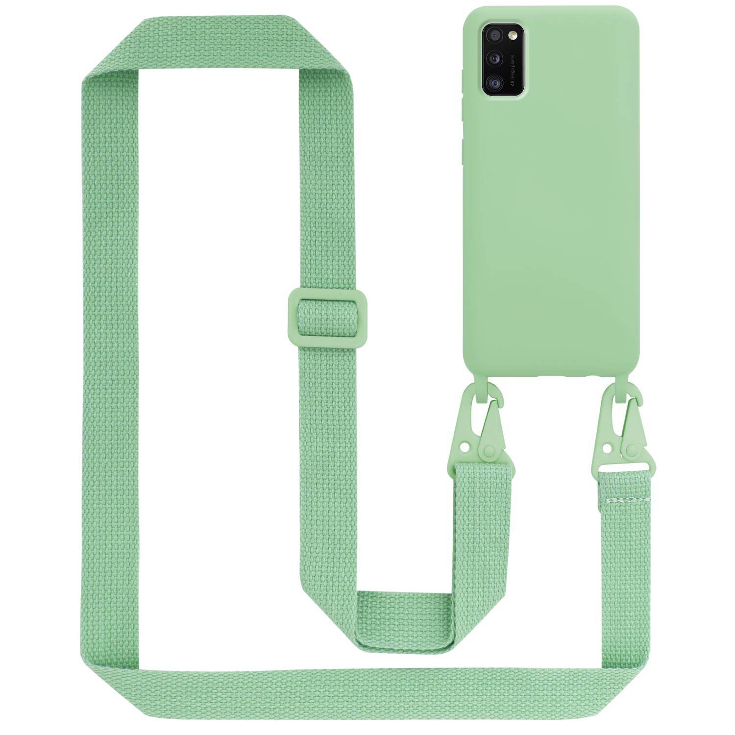 Cadorabo Schutzhülle für Samsung Galaxy A41 Hülle in Grün Handykette Etui längenverstellbar Kordel Band
