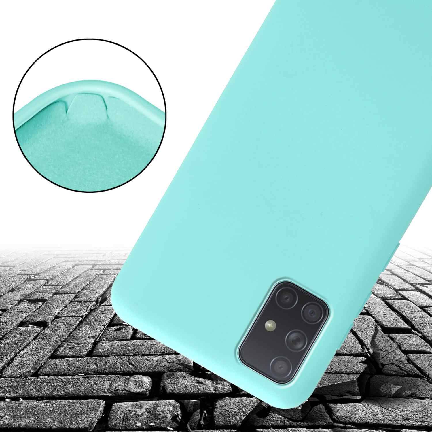 Cadorabo Schutzhülle für Samsung Galaxy A71 4G Hülle in Türkis Handykette Etui längenverstellbar Kordel Band