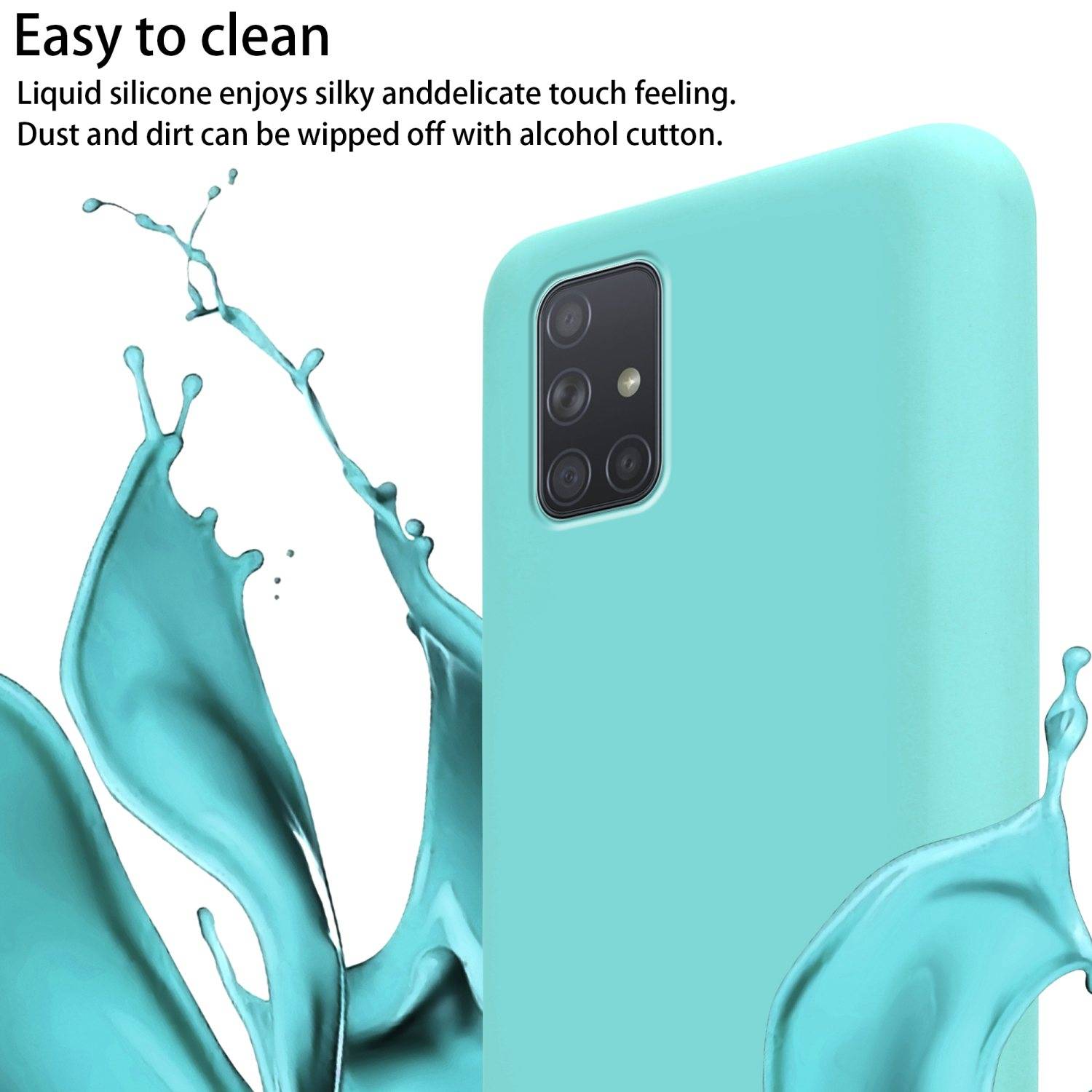 Cadorabo Schutzhülle für Samsung Galaxy A71 4G Hülle in Türkis Handykette Etui längenverstellbar Kordel Band