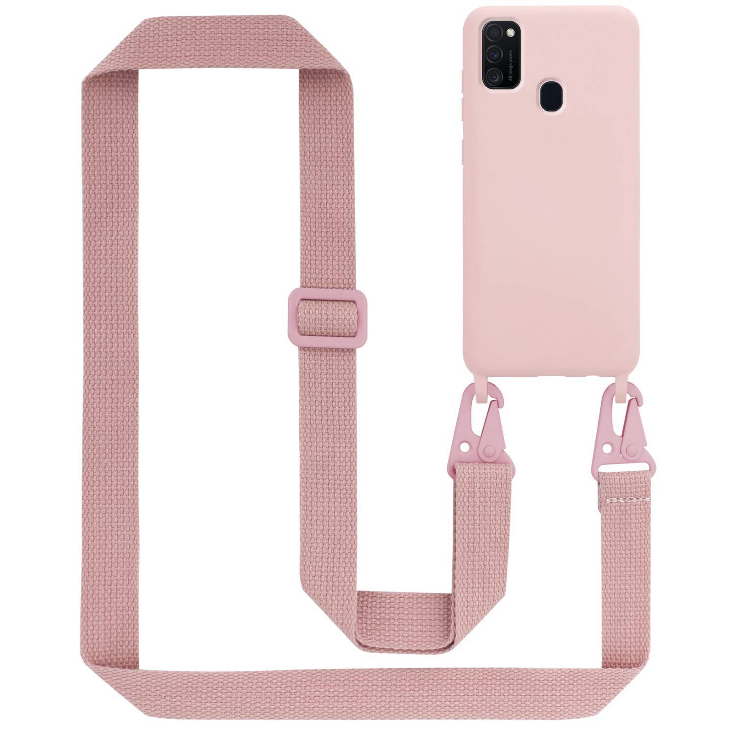 Cadorabo Schutzhülle für Samsung Galaxy M21 / M30s Hülle in Rosa Handykette Etui längenverstellbar Kordel Band