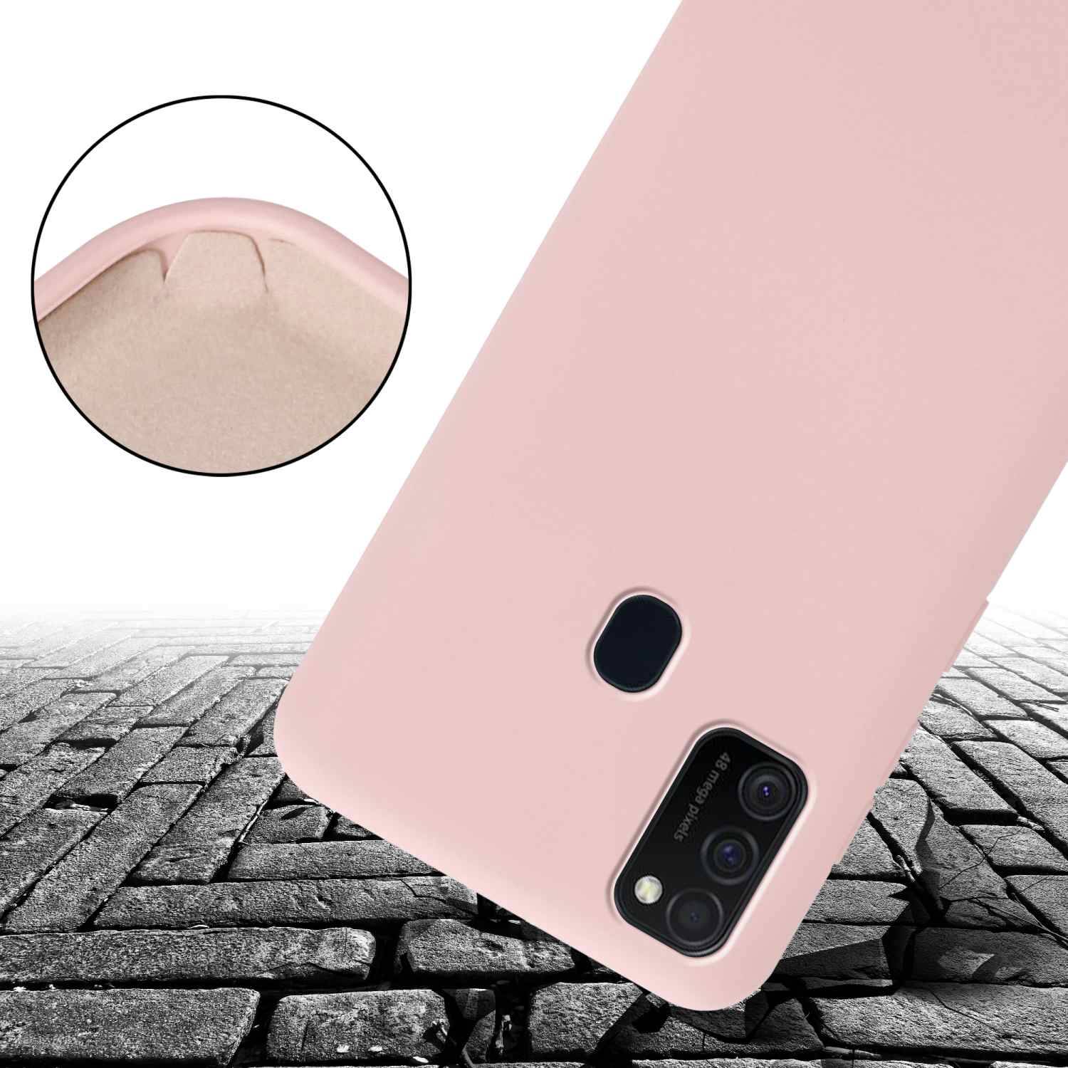 Cadorabo Schutzhülle für Samsung Galaxy M21 / M30s Hülle in Rosa Handykette Etui längenverstellbar Kordel Band