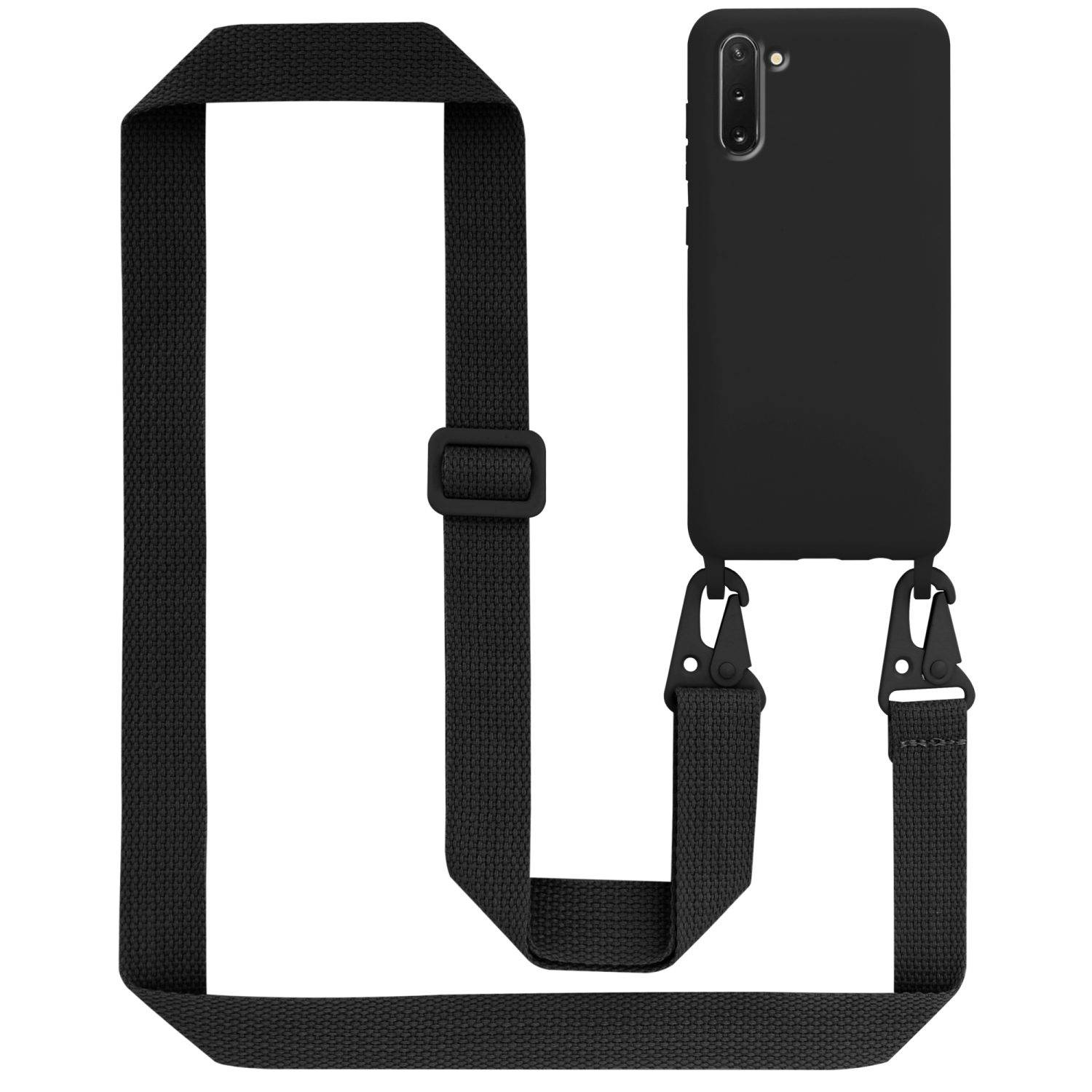 Cadorabo Schutzhülle für Samsung Galaxy NOTE 10 Hülle in Schwarz Handykette Etui längenverstellbar Kordel Band