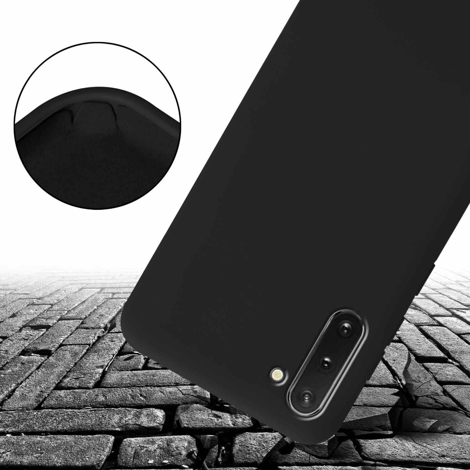 Cadorabo Schutzhülle für Samsung Galaxy NOTE 10 Hülle in Schwarz Handykette Etui längenverstellbar Kordel Band