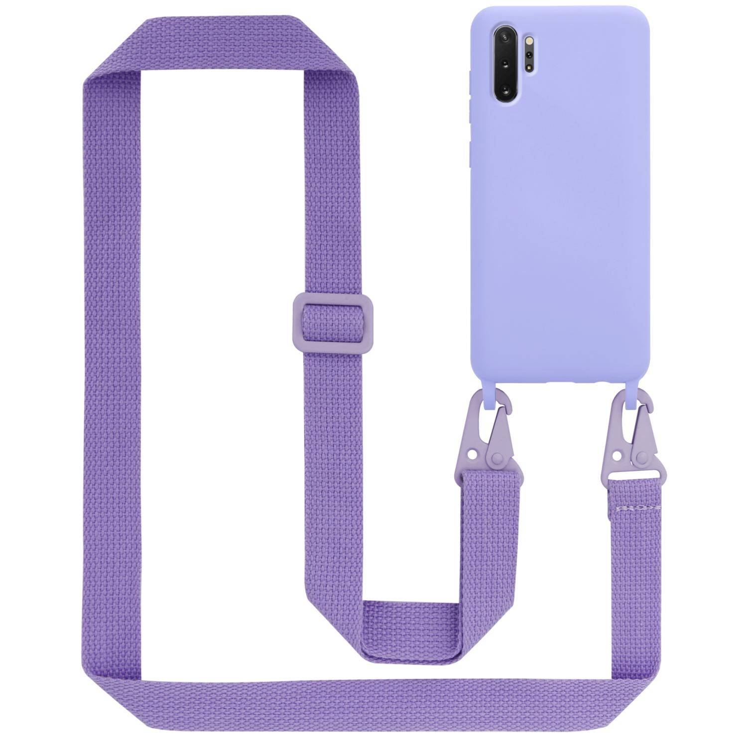 Cadorabo Schutzhülle für Samsung Galaxy NOTE 10 PLUS Hülle in Lila Handykette Etui längenverstellbar Kordel Band