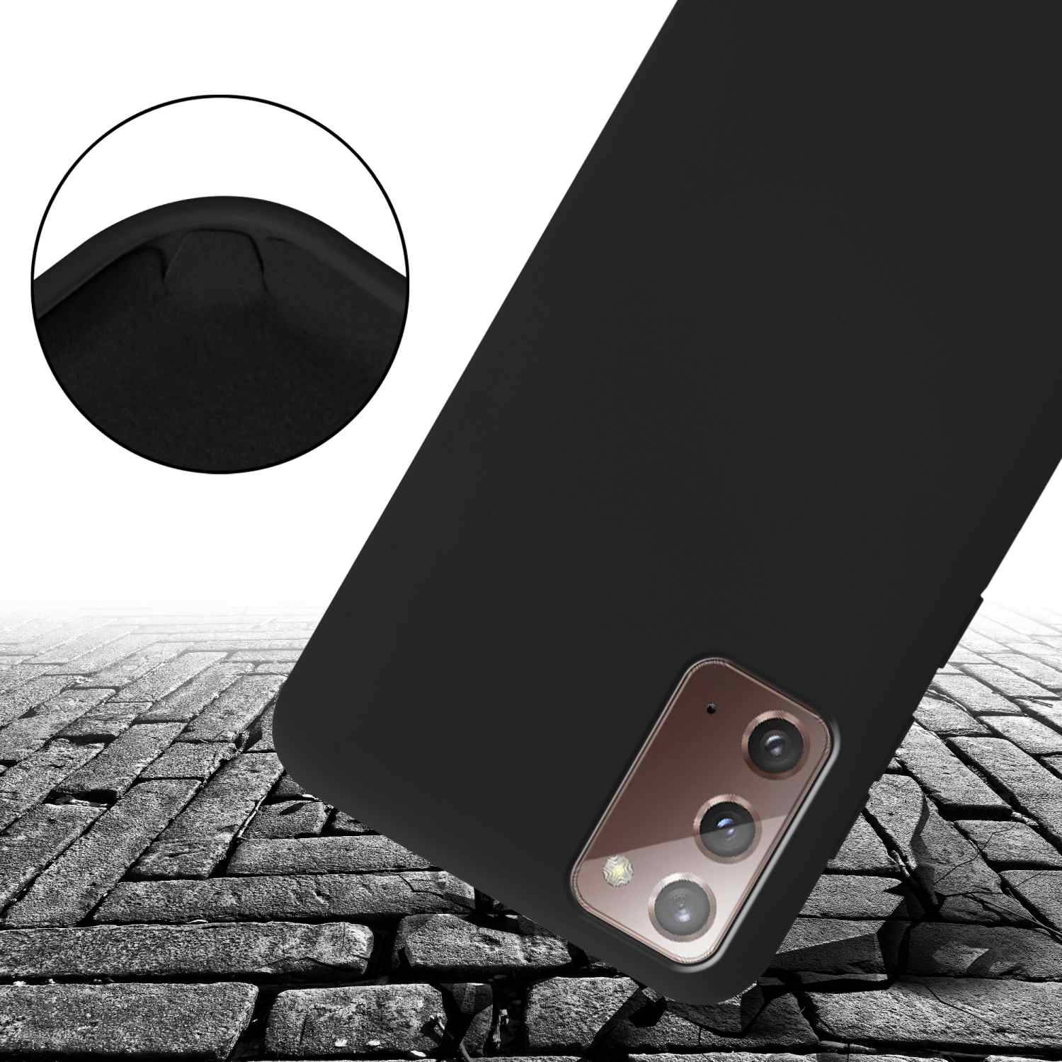 Cadorabo Schutzhülle für Samsung Galaxy NOTE 20 Hülle in Schwarz Handykette Etui längenverstellbar Kordel Band