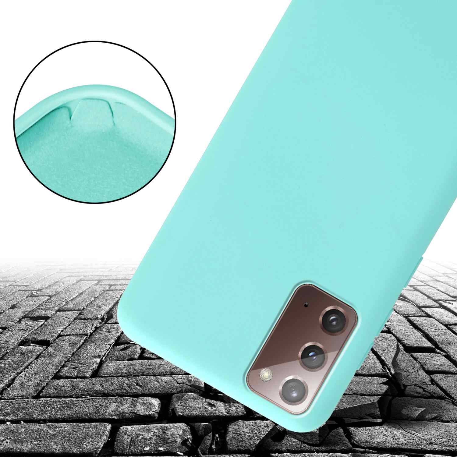 Cadorabo Schutzhülle für Samsung Galaxy NOTE 20 Hülle in Türkis Handykette Etui längenverstellbar Kordel Band