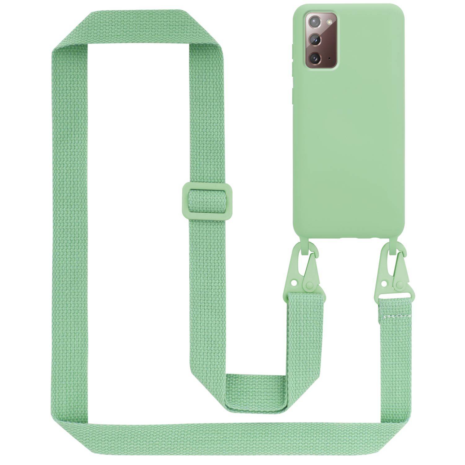 Cadorabo Schutzhülle für Samsung Galaxy NOTE 20 Hülle in Grün Handykette Etui längenverstellbar Kordel Band