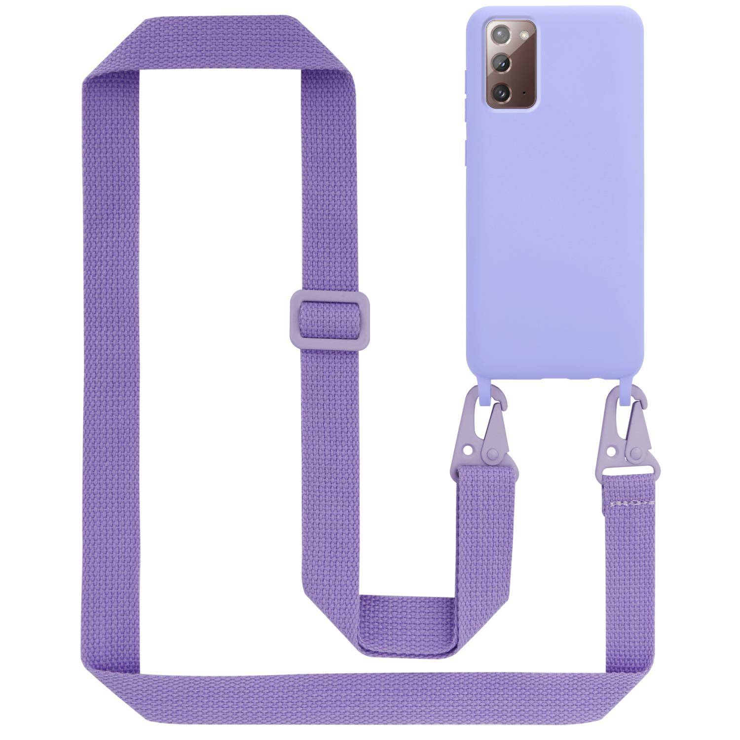 Cadorabo Schutzhülle für Samsung Galaxy NOTE 20 Hülle in Lila Handykette Etui längenverstellbar Kordel Band