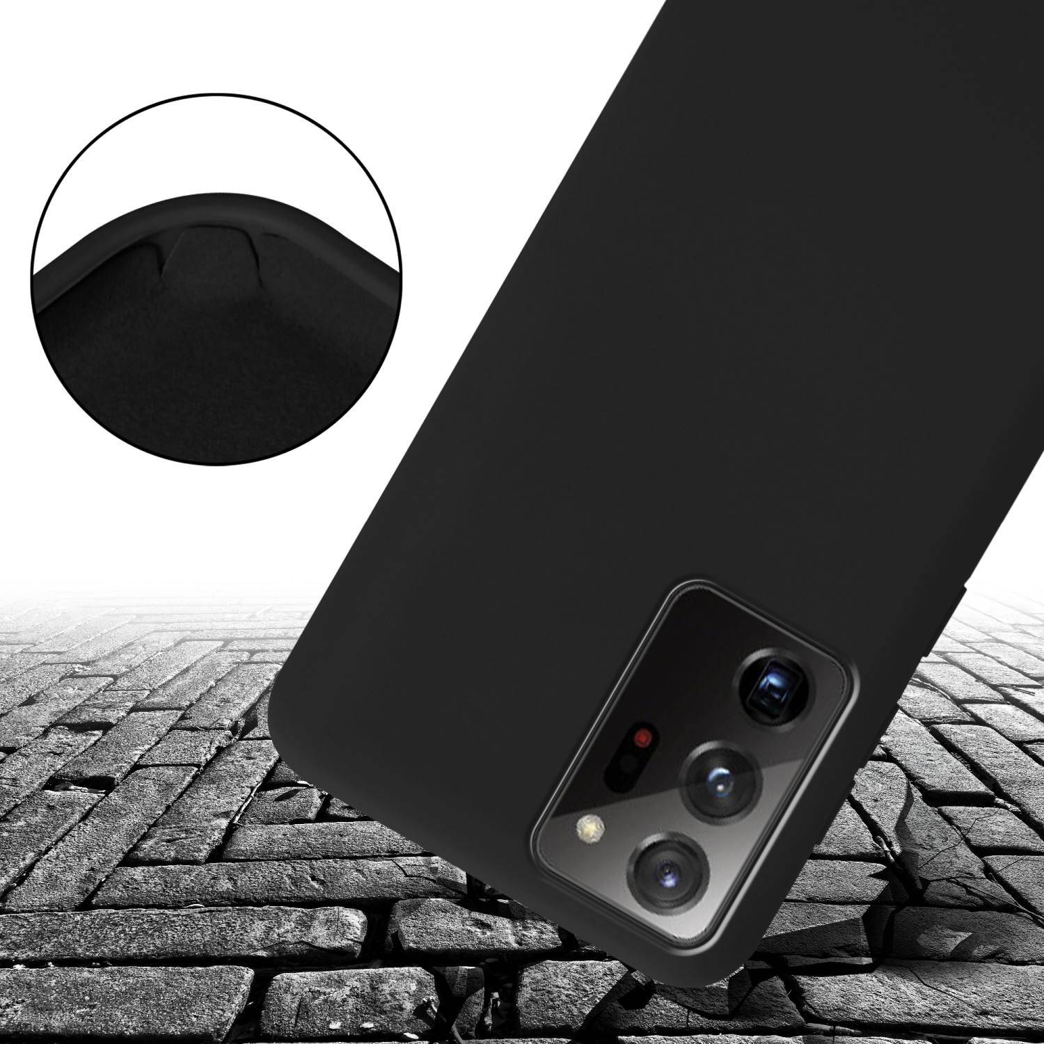 Cadorabo Schutzhülle für Samsung Galaxy NOTE 20 PLUS Hülle in Schwarz Handykette Etui längenverstellbar Kordel Band