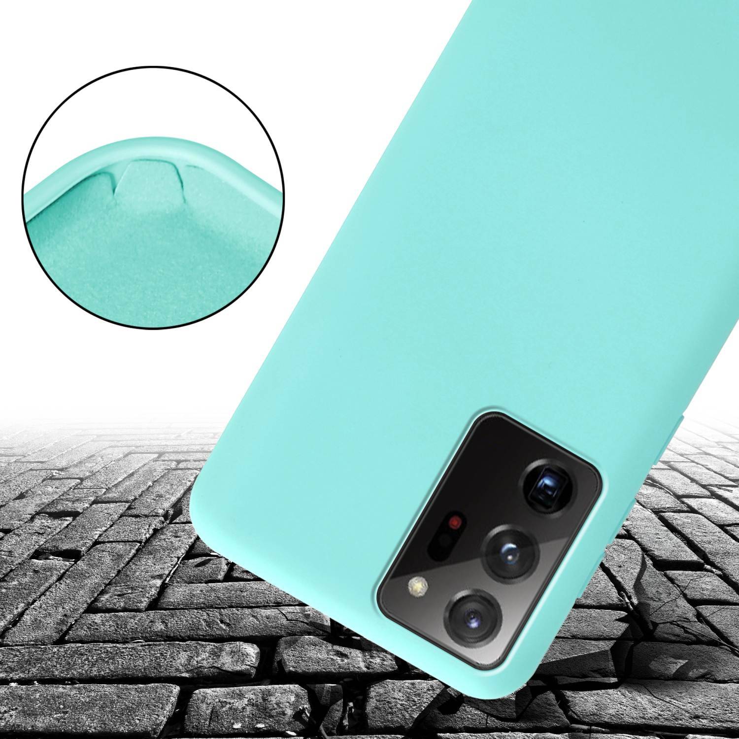 Cadorabo Schutzhülle für Samsung Galaxy NOTE 20 PLUS Hülle in Türkis Handykette Etui längenverstellbar Kordel Band