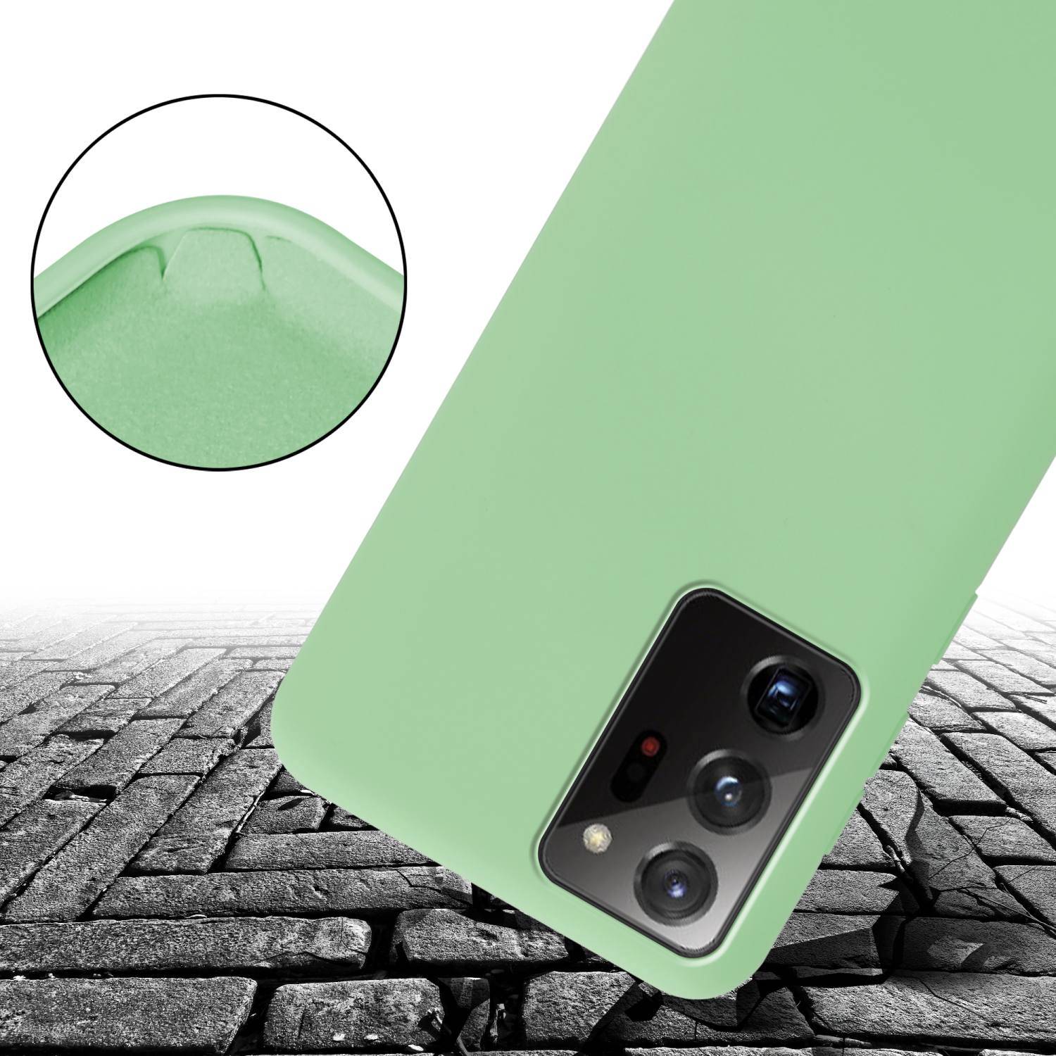 Cadorabo Schutzhülle für Samsung Galaxy NOTE 20 PLUS Hülle in Grün Handykette Etui längenverstellbar Kordel Band