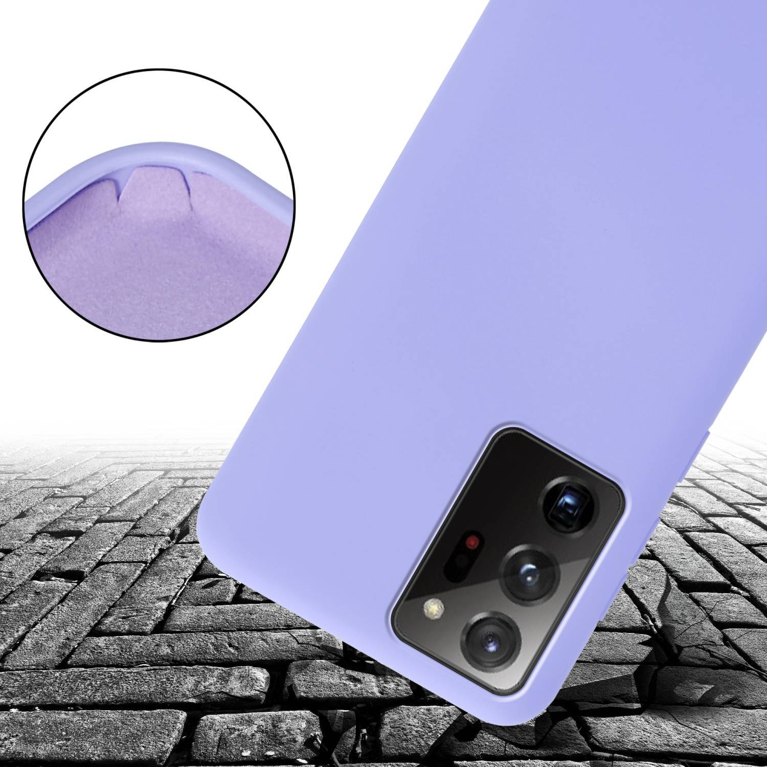 Cadorabo Schutzhülle für Samsung Galaxy NOTE 20 PLUS Hülle in Lila Handykette Etui längenverstellbar Kordel Band