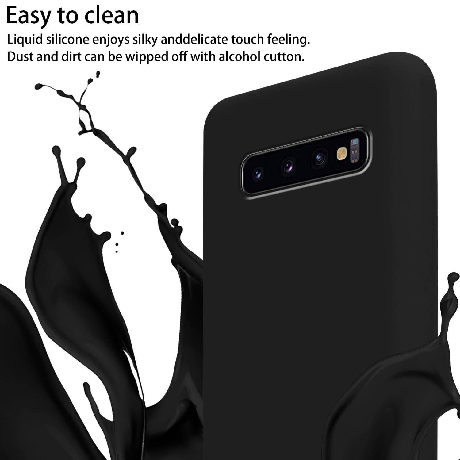 Cadorabo Schutzhülle für Samsung Galaxy S10 PLUS Hülle in Schwarz Handykette Etui längenverstellbar Kordel Band