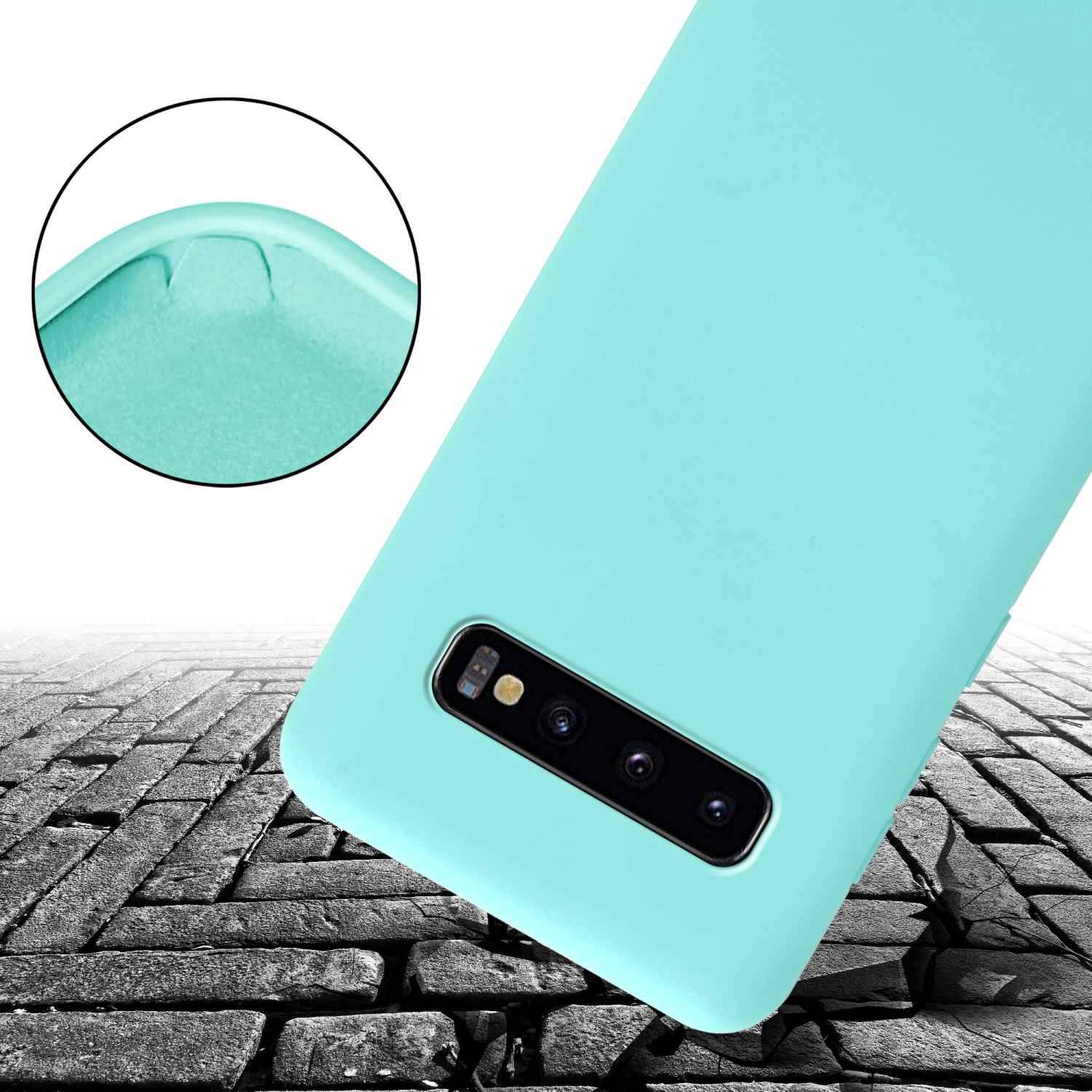 Cadorabo Schutzhülle für Samsung Galaxy S10 PLUS Hülle in Türkis Handykette Etui längenverstellbar Kordel Band