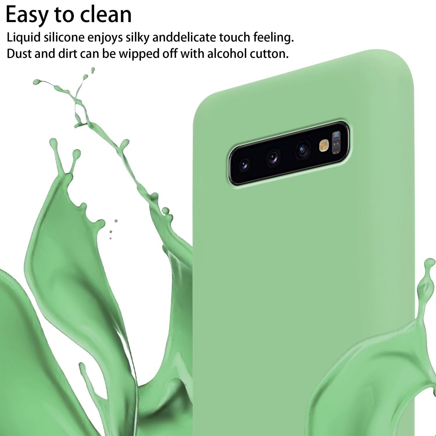 Cadorabo Schutzhülle für Samsung Galaxy S10 PLUS Hülle in Grün Handykette Etui längenverstellbar Kordel Band