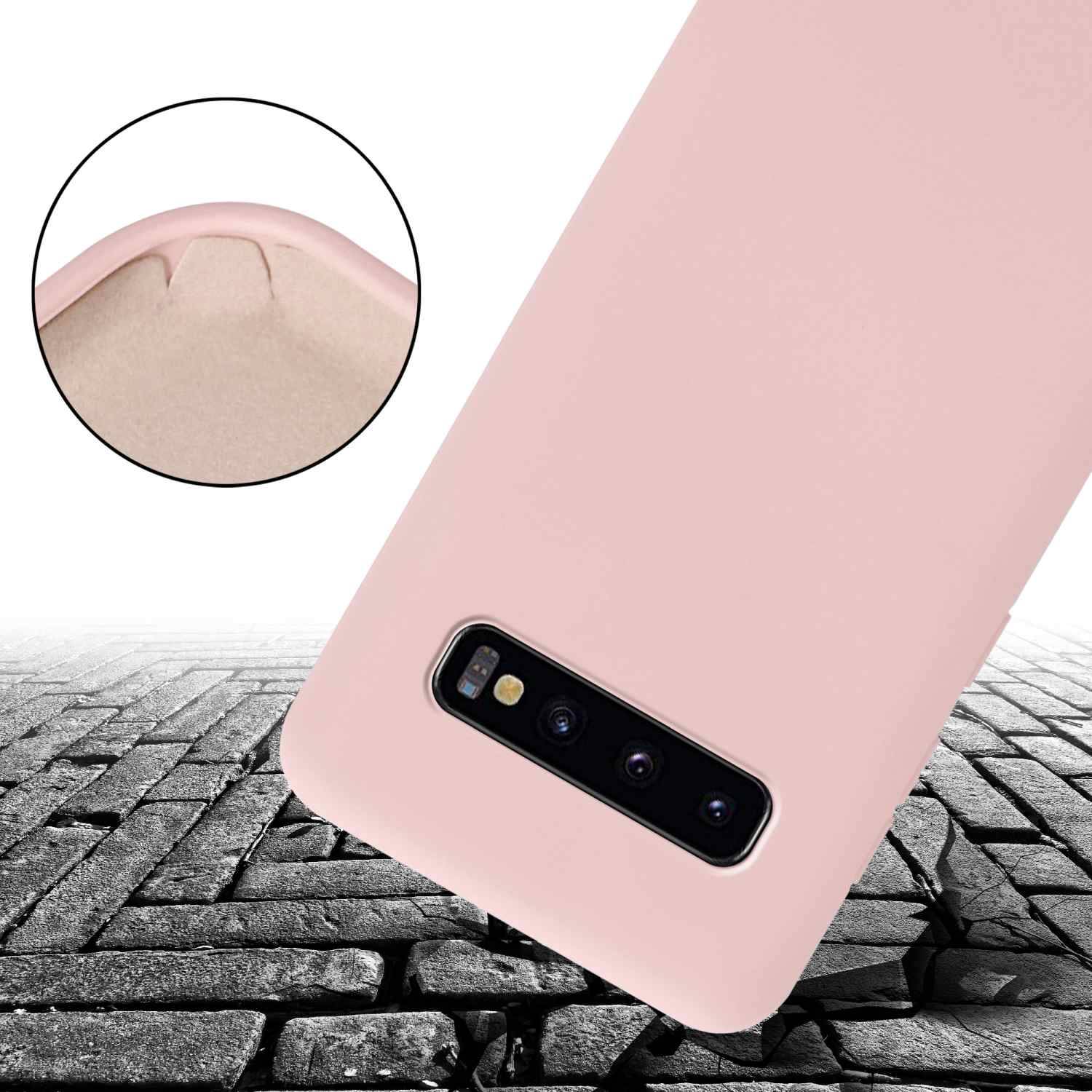 Cadorabo Schutzhülle für Samsung Galaxy S10 PLUS Hülle in Rosa Handykette Etui längenverstellbar Kordel Band
