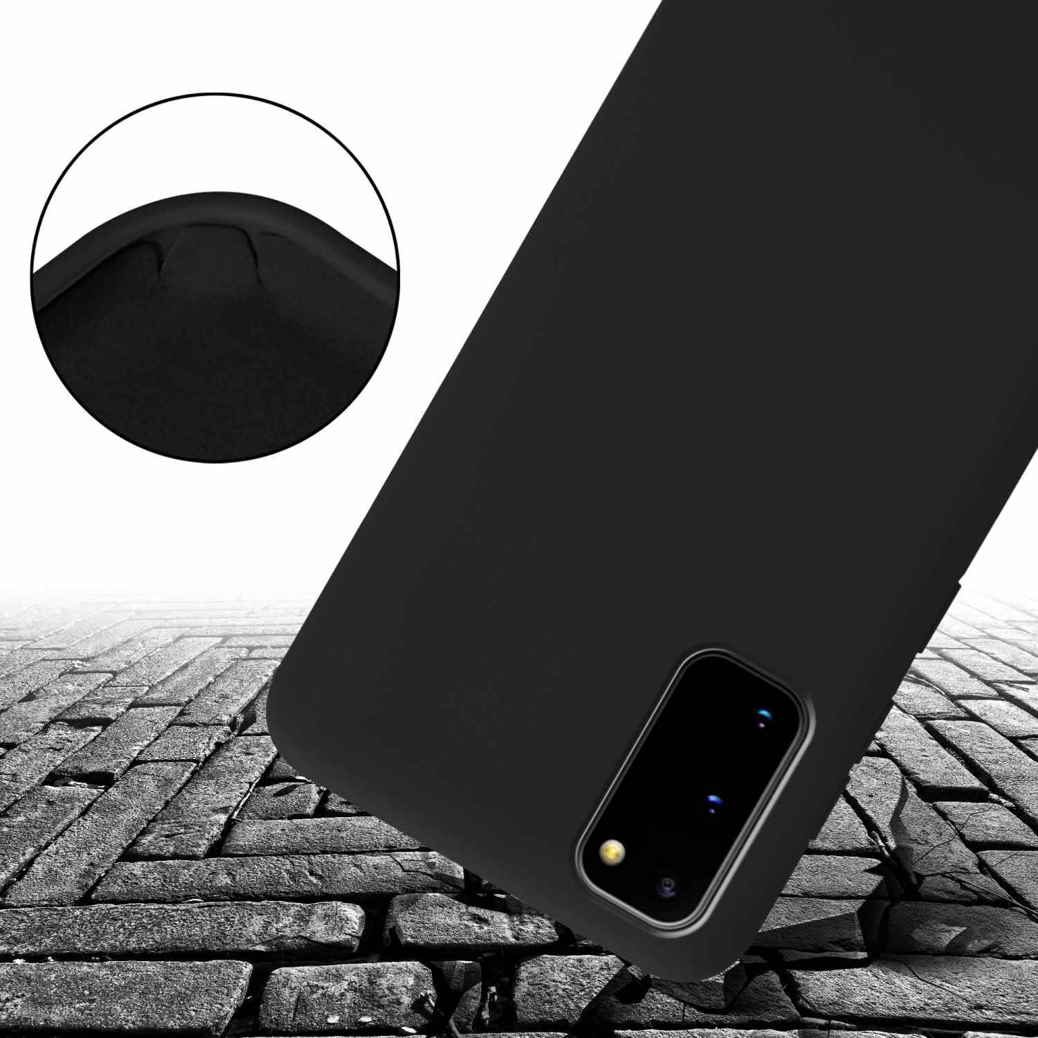 Cadorabo Schutzhülle für Samsung Galaxy S20 Hülle in Schwarz Handykette Etui längenverstellbar Kordel Band