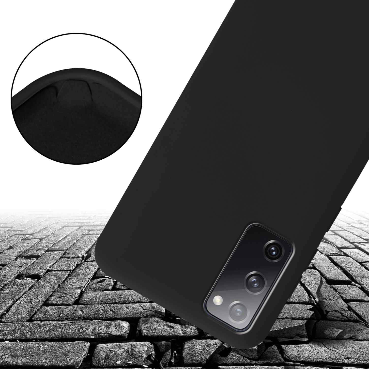 Cadorabo Schutzhülle für Samsung Galaxy S20 FE Hülle in Schwarz Handykette Etui längenverstellbar Kordel Band