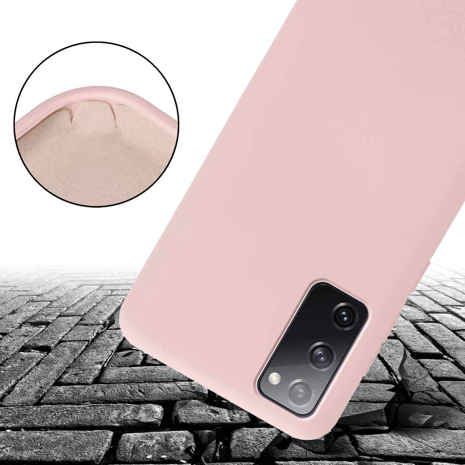 Cadorabo Schutzhülle für Samsung Galaxy S20 FE Hülle in Rosa Handykette Etui längenverstellbar Kordel Band