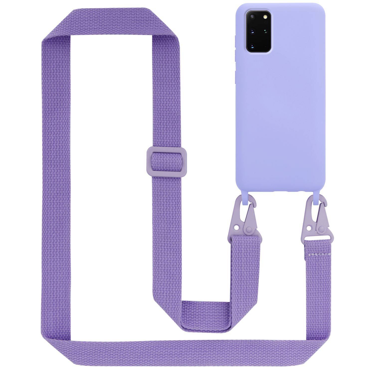 Cadorabo Schutzhülle für Samsung Galaxy S20 PLUS Hülle in Lila Handykette Etui längenverstellbar Kordel Band