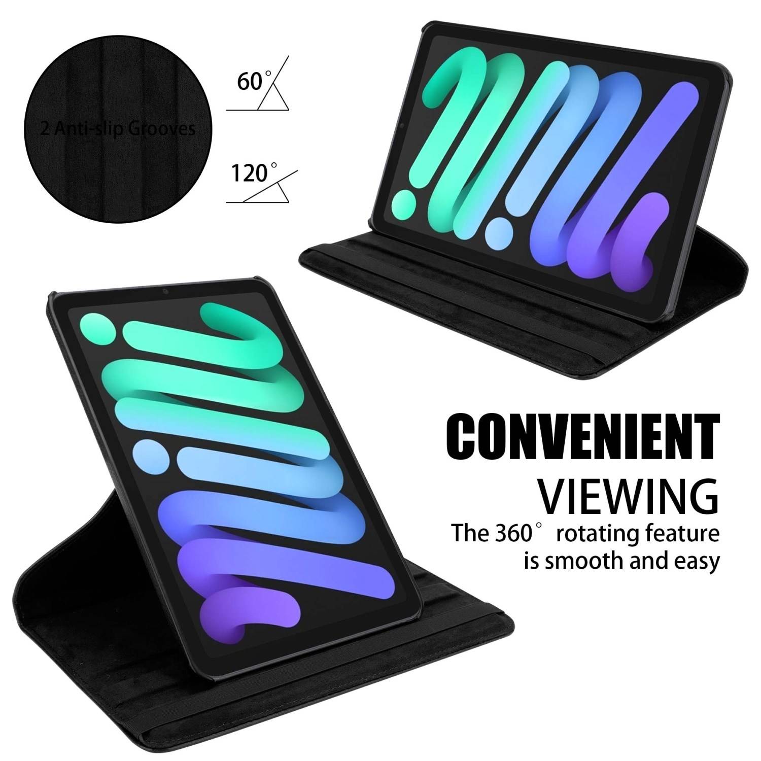 Cadorabo Hülle für Apple iPad MINI 6 (8.3 Zoll) Tablet Schutz Hülle in Schwarz Schutzhülle Etui Case Tasche Cover