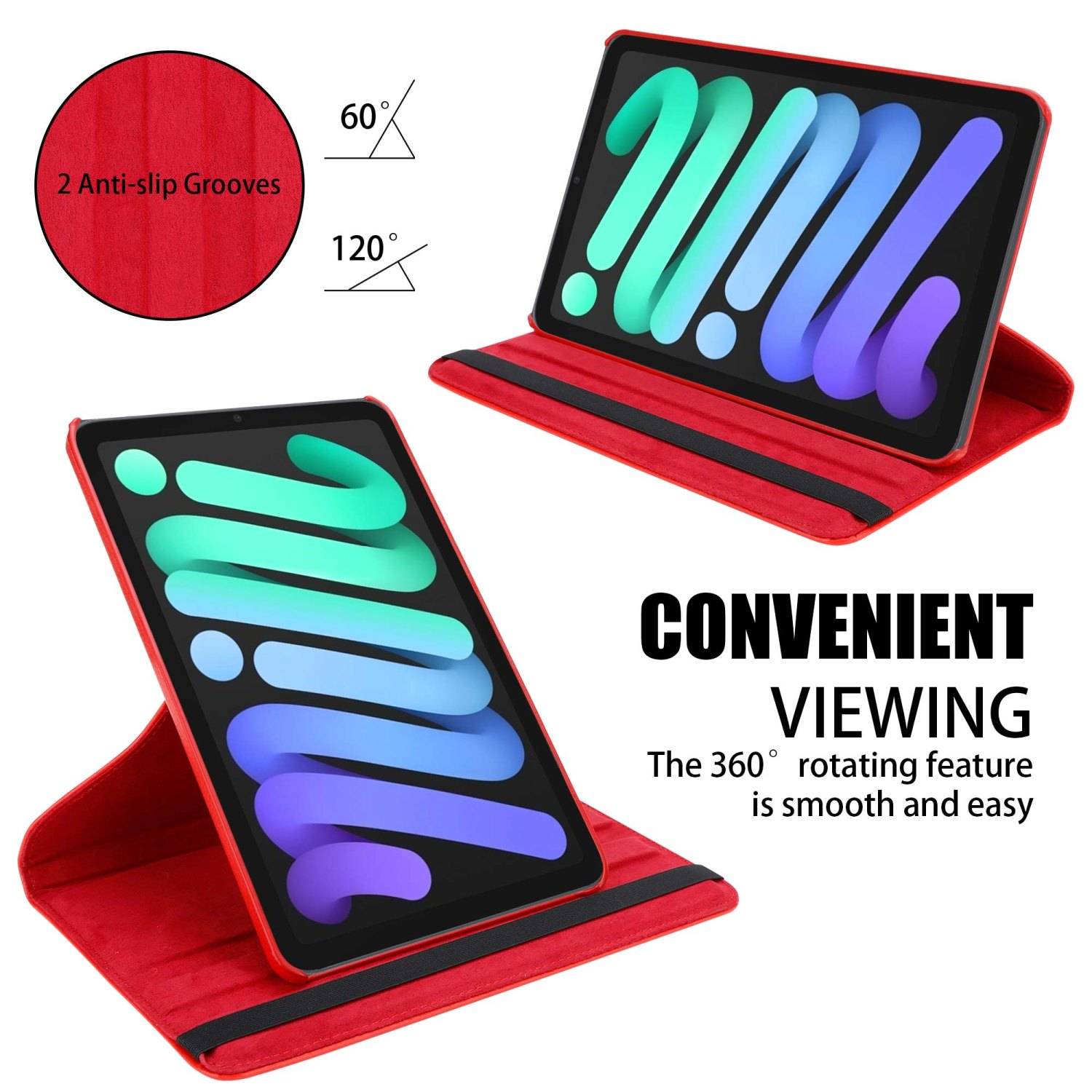 Cadorabo Hülle für Apple iPad MINI 6 (8.3 Zoll) Tablet Schutz Hülle in Rot Schutzhülle Etui Case Tasche Cover