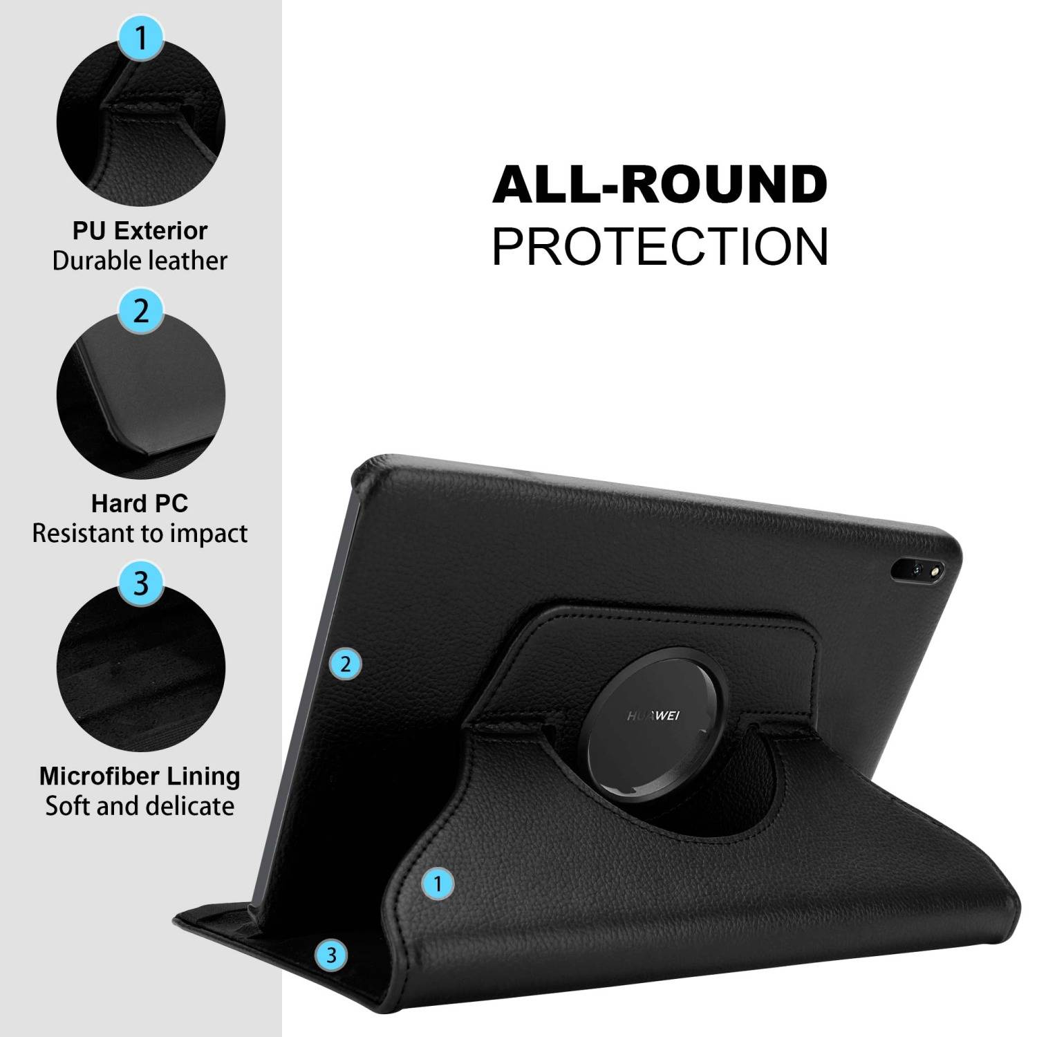Cadorabo Hülle für Huawei MatePad 11 (10.95 Zoll) Tablet Schutz Hülle in Schwarz Schutzhülle Etui Case Tasche Cover