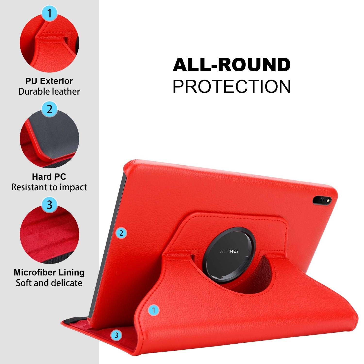 Cadorabo Hülle für Huawei MatePad 11 (10.95 Zoll) Tablet Schutz Hülle in Rot Schutzhülle Etui Case Tasche Cover